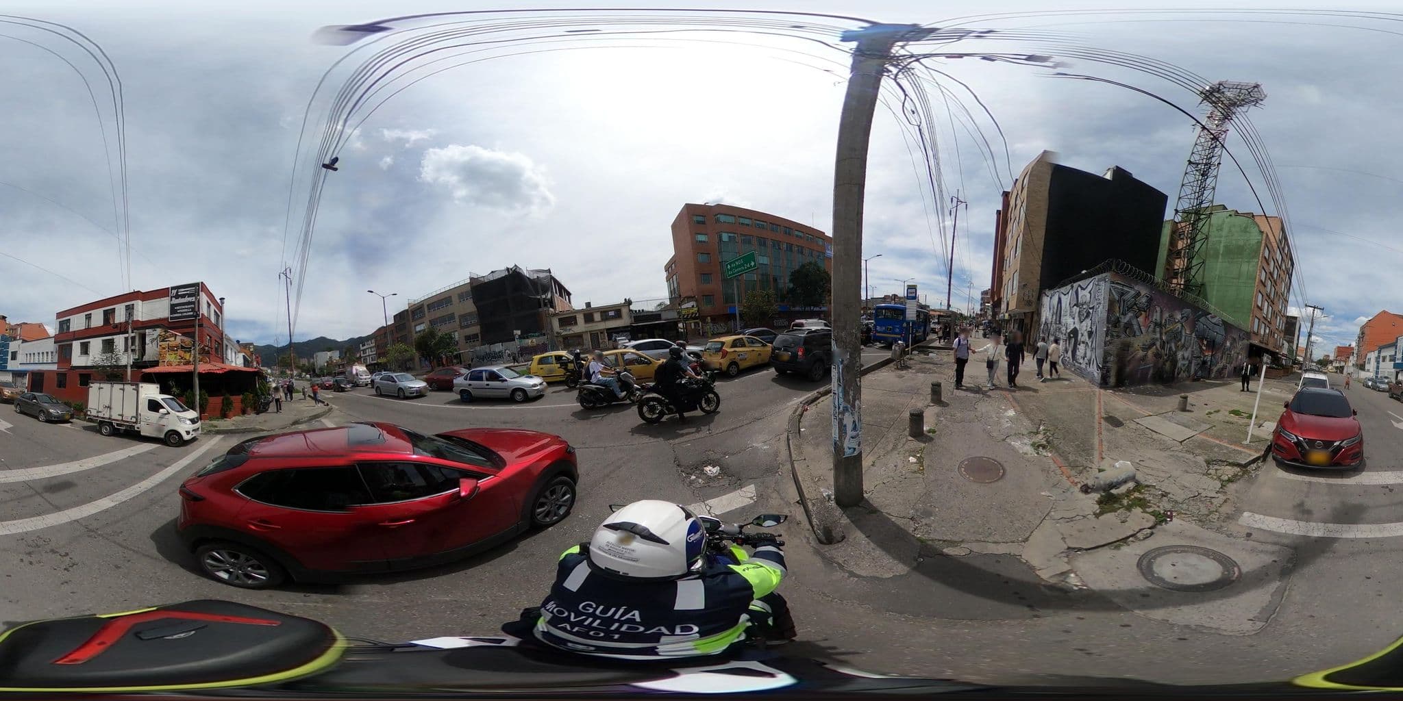 Street view near Hostal Guadalupe, Bogotá — © rbolivar (CC BY-SA · Mapillary)
