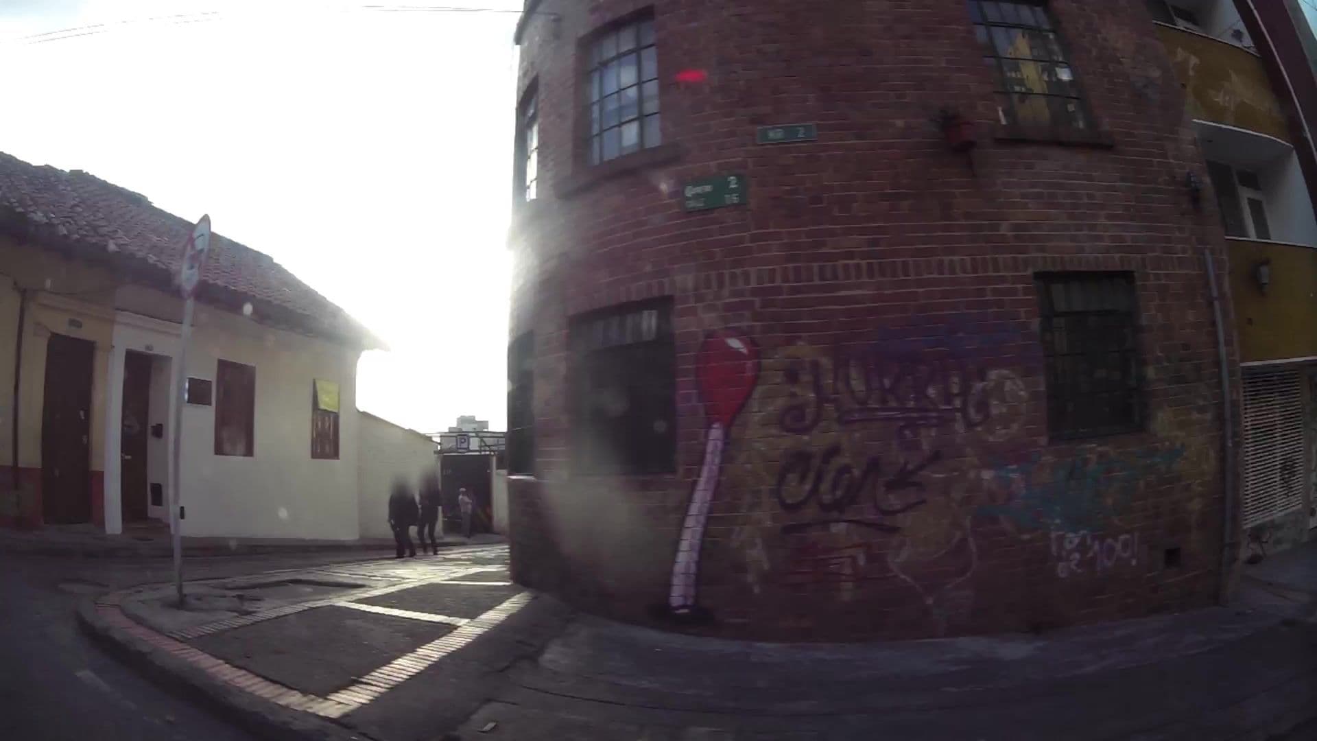Street view near Chocolate Hostel, Bogotá — © kaartcam (CC BY-SA · Mapillary)