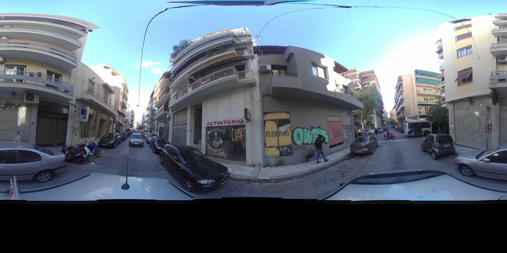 Street view near The Athens Flowers Short Term Builiding of furnished apartments, Zográfos — © zaf3kala (CC BY-SA · Mapillary)