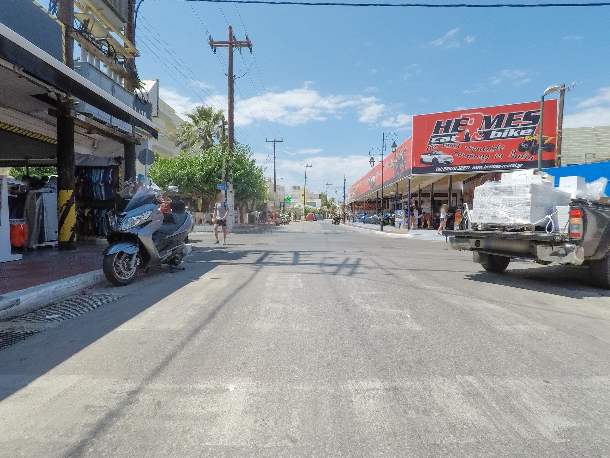 Street view near Drossia Residenza Boutique Hotel, Mália — © esario (CC BY-SA · Mapillary)