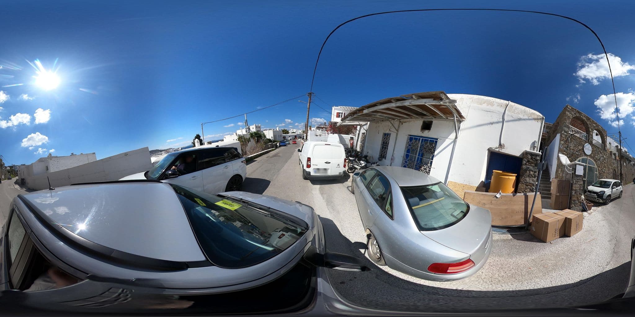 Street view near Yalos Hotel Sunset View (Mykonos), Mykonos — © efikour (CC BY-SA · Mapillary)