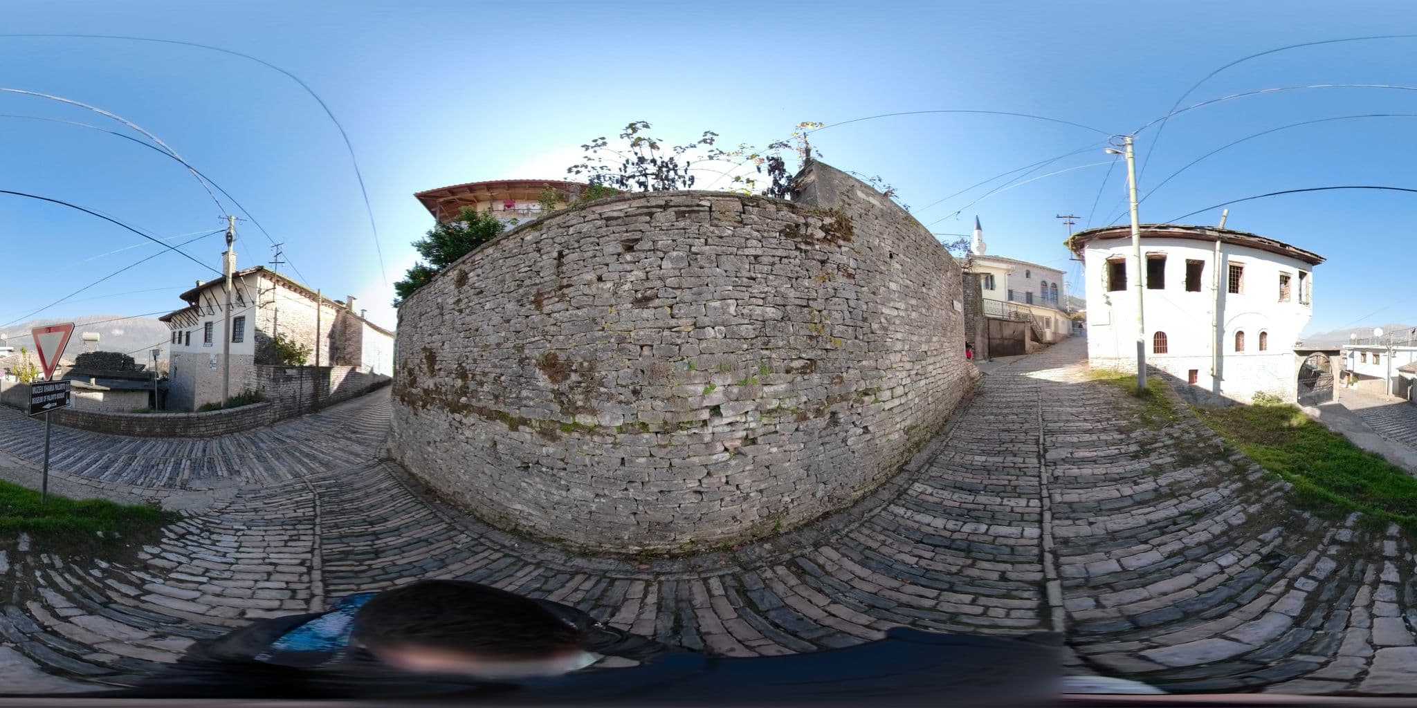 Street view near Hajat Boutique Hotel, Gjirokastër — © akyrkou (CC BY-SA · Mapillary)