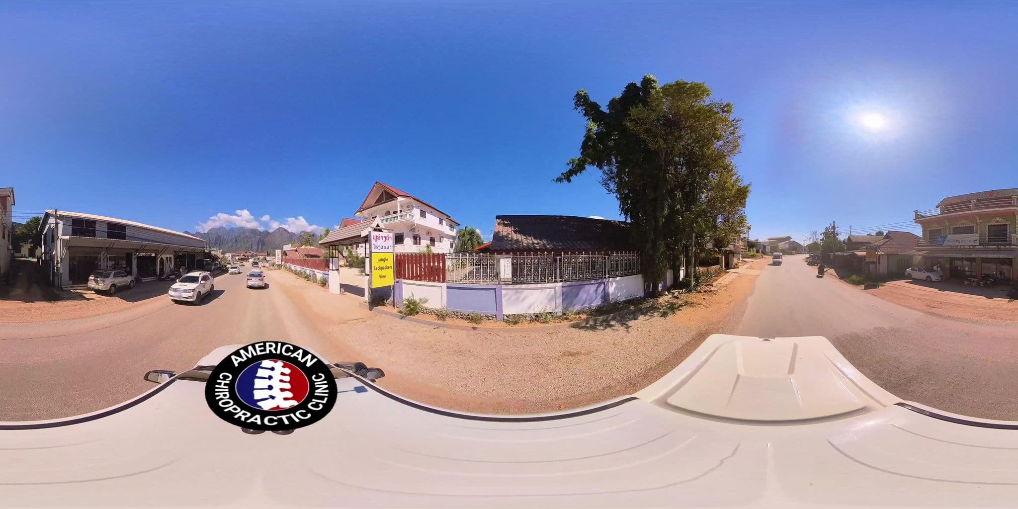 Street view near Dok Champa Resort, Vang Vieng — © DrLogan (CC BY-SA · Mapillary)
