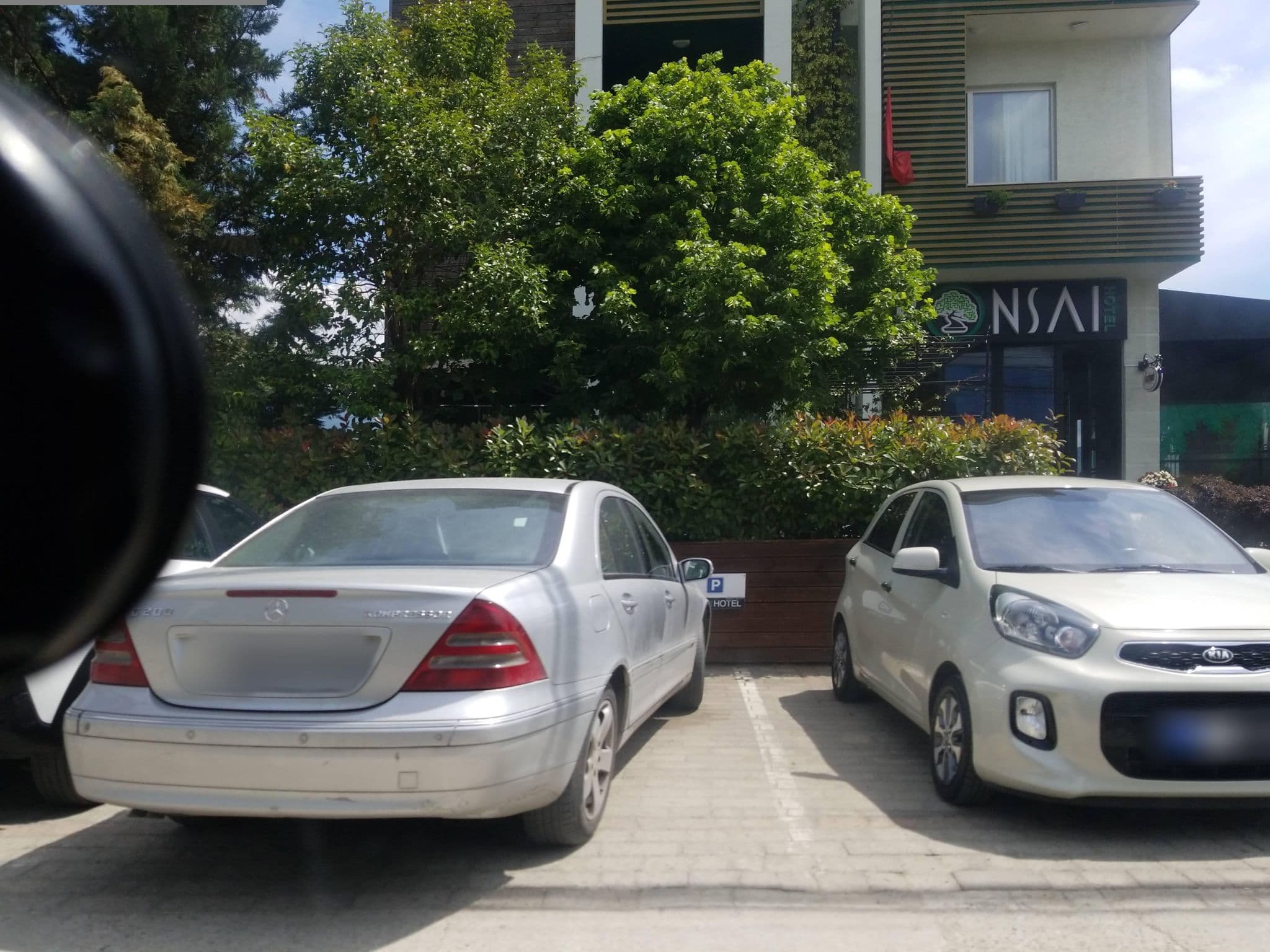 Street view near Bonsai Hotel, Tirana — © denisju_osm (CC BY-SA · Mapillary)
