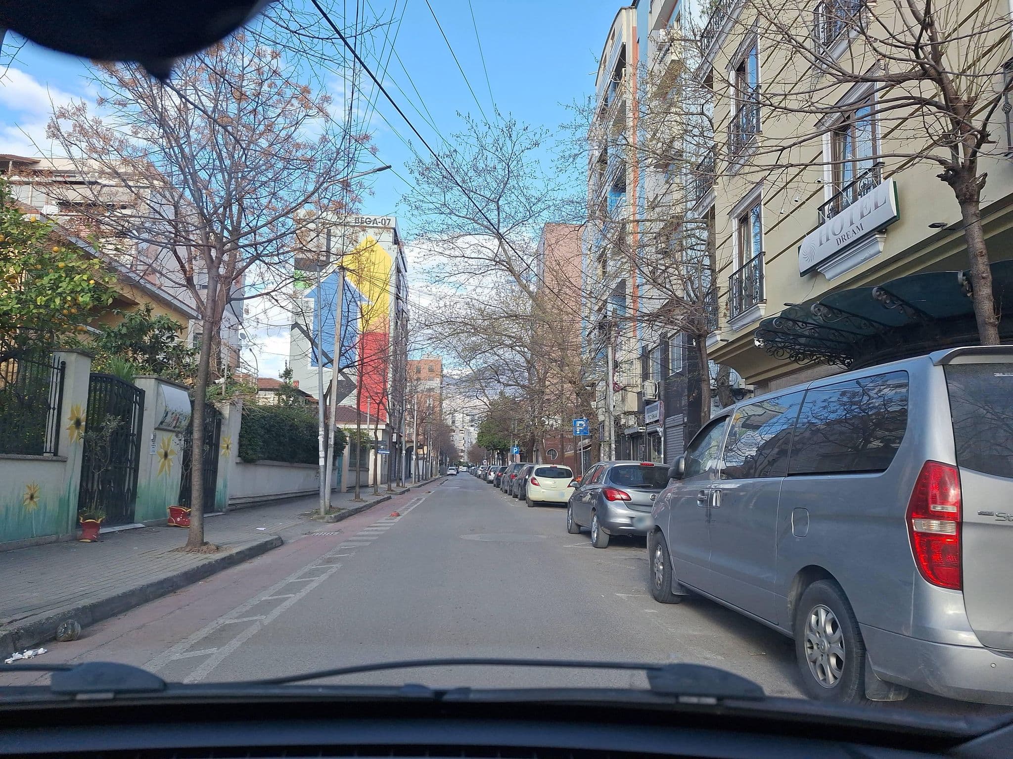 Street view near Dream Hotel, Tirana — © denisju_osm (CC BY-SA · Mapillary)