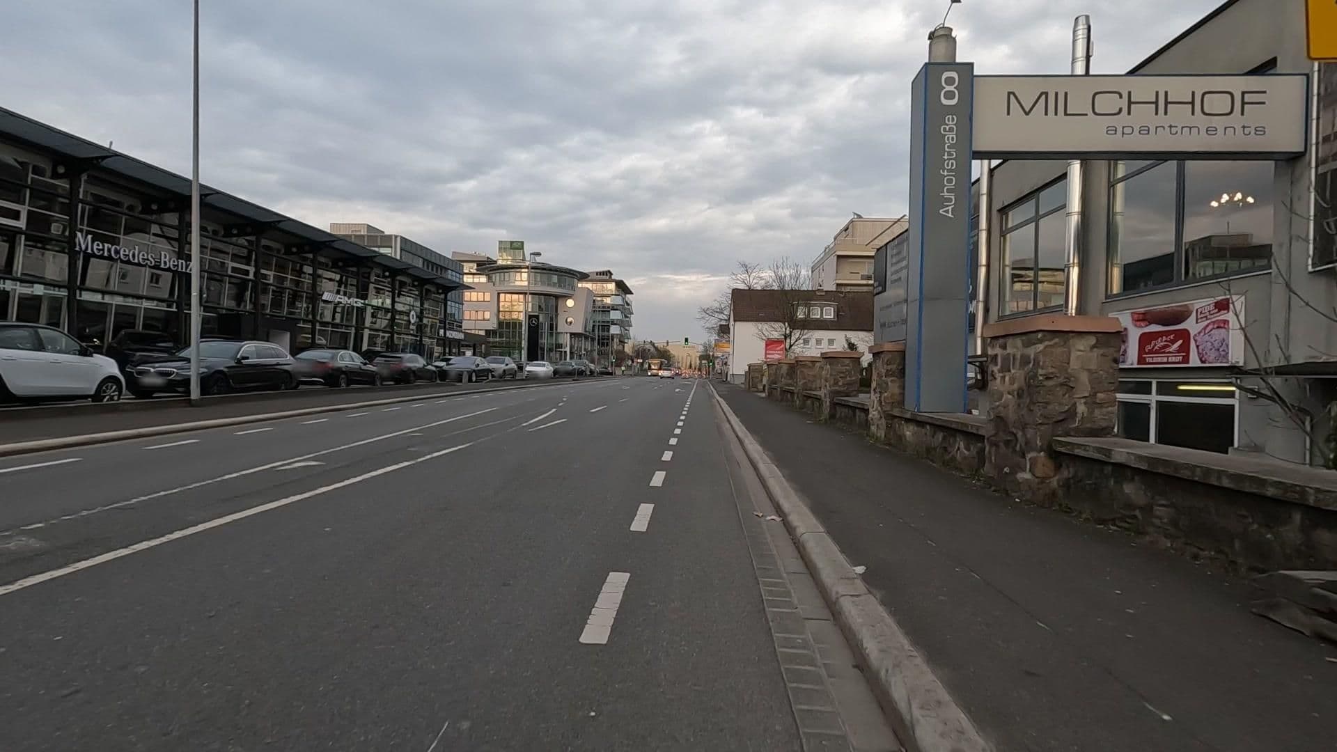 Street view near Milchhof Apartments, Aschaffenburg — © Velo63739 (CC BY-SA · Mapillary)