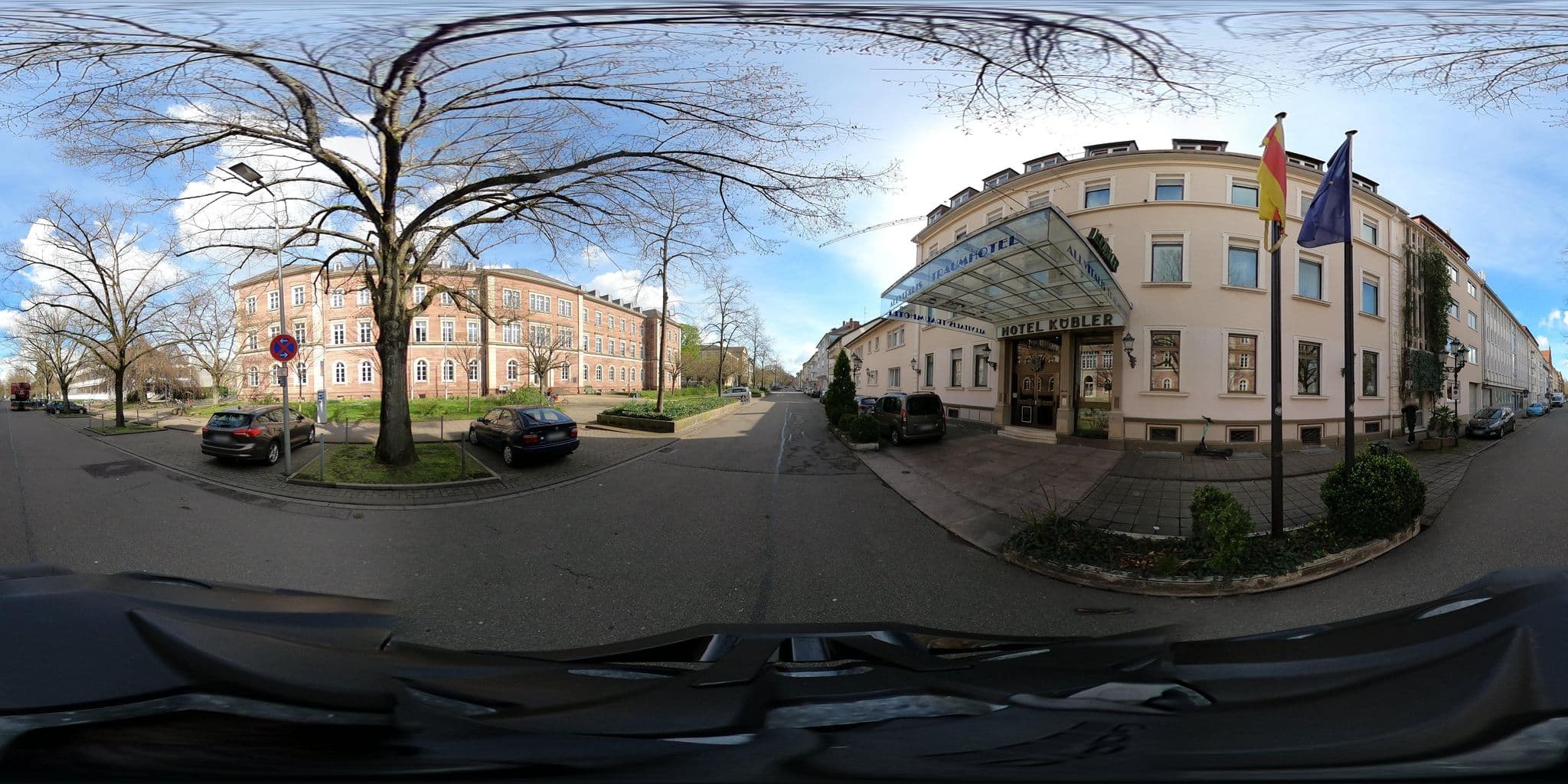 Street view near Hotel KÜBLER / ALLVITALIS Traumhotel, Karlsruhe — © artemis (CC BY-SA · Mapillary)