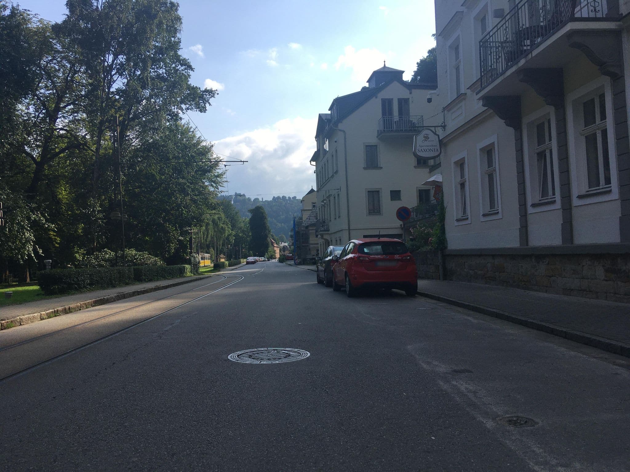 Street view near Apartmenthaus Saxonia, Bad Schandau — © eserte (CC BY-SA · Mapillary)