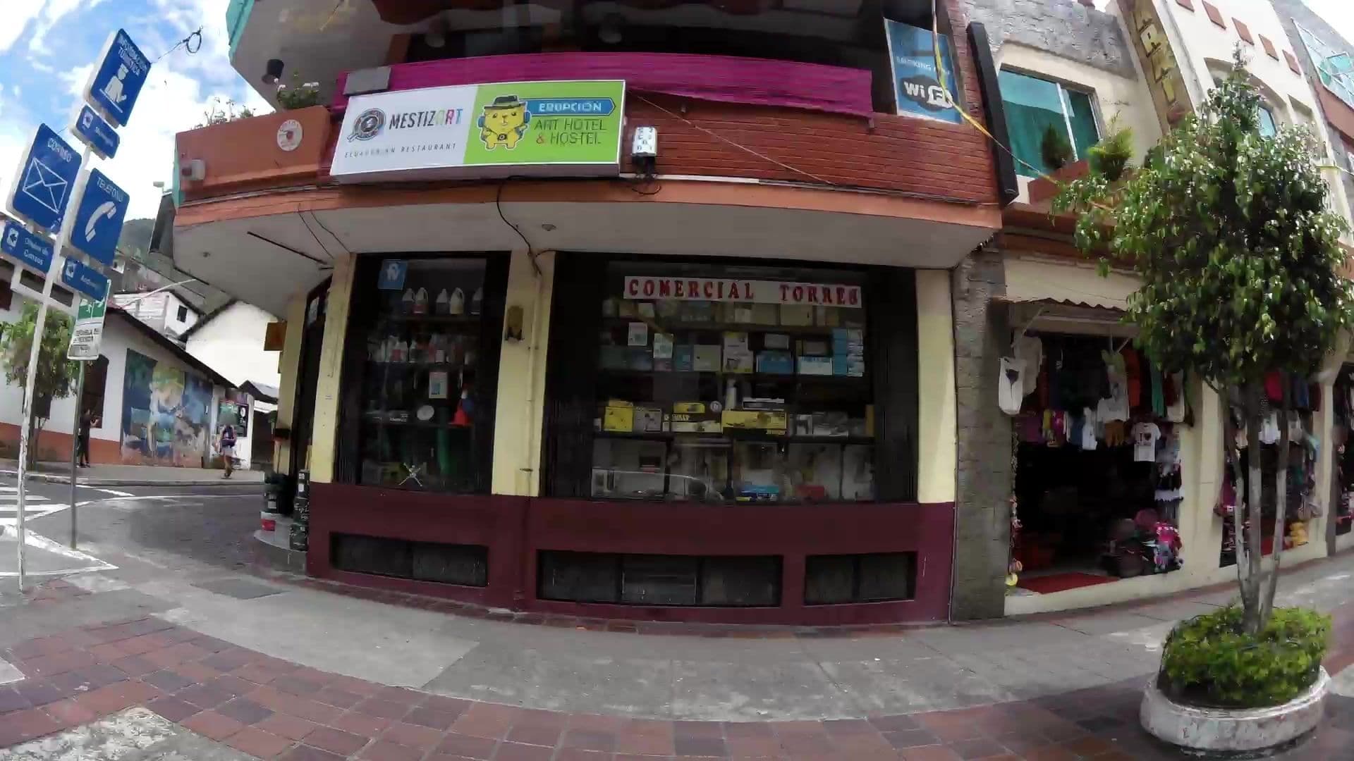 Street view near Hostal Erupcion, Baños — © kaartcam (CC BY-SA · Mapillary)