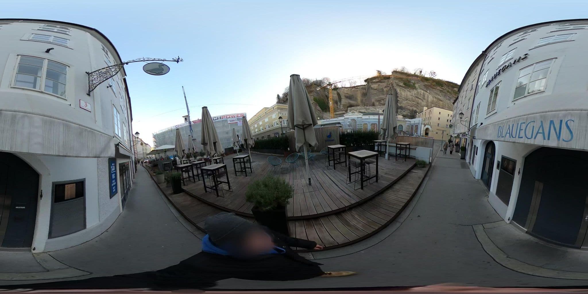 Street view near Blaue Gans, Salzburg — © consens_verkehrsplanung (CC BY-SA · Mapillary)