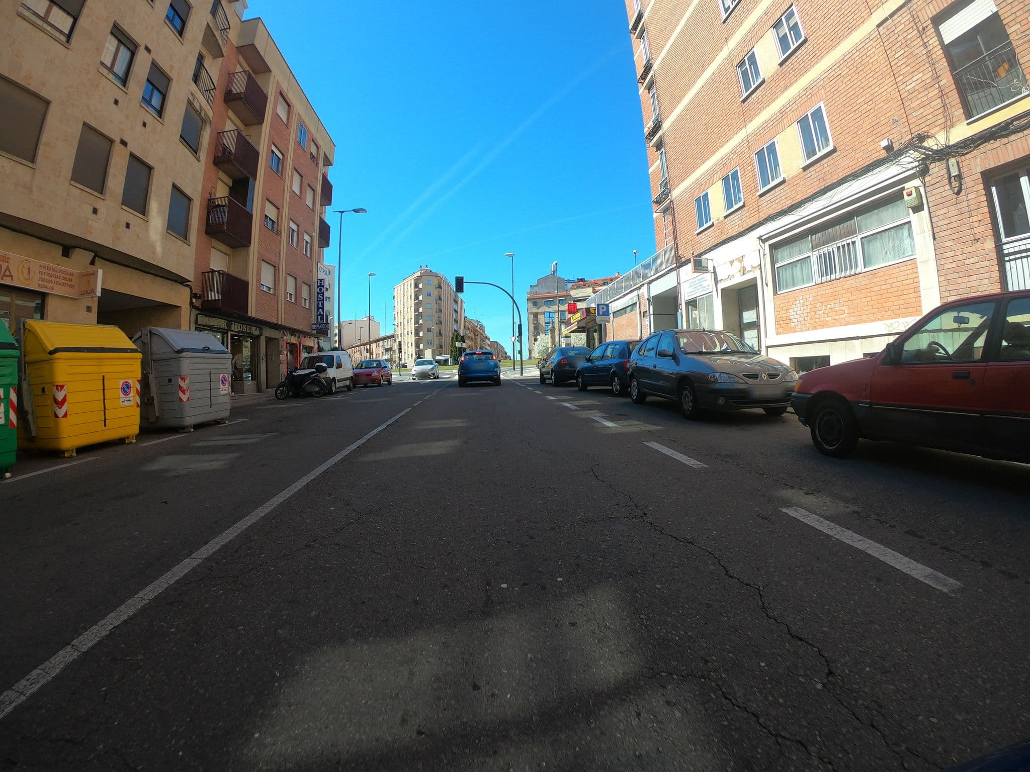 Street view near Hostal Hispánico II, Santa Marta de Tormes — © sanchi (CC BY-SA · Mapillary)