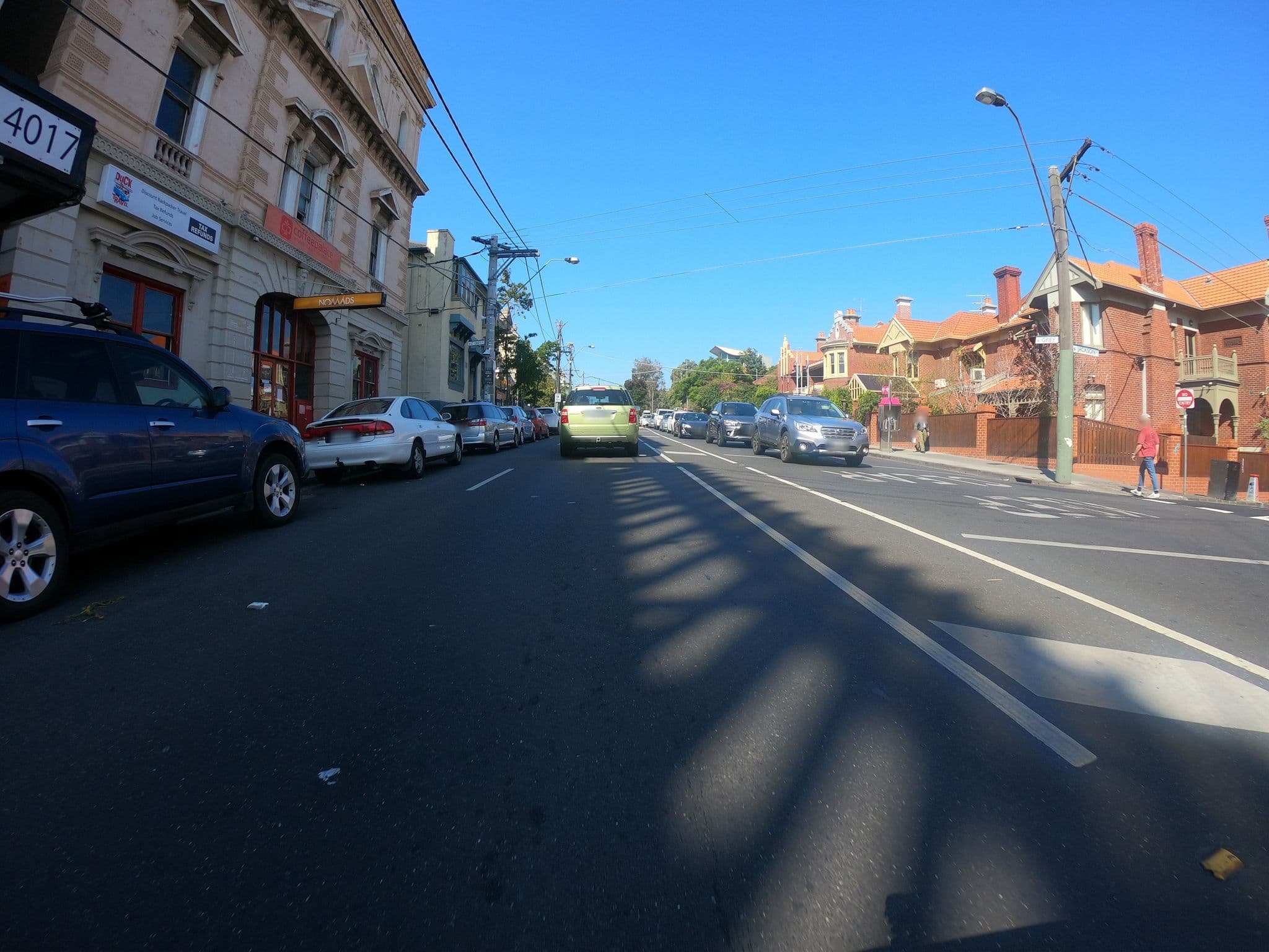 Street view near Coffee Palace Backpackers, St Kilda West — © eneerhut (CC BY-SA · Mapillary)