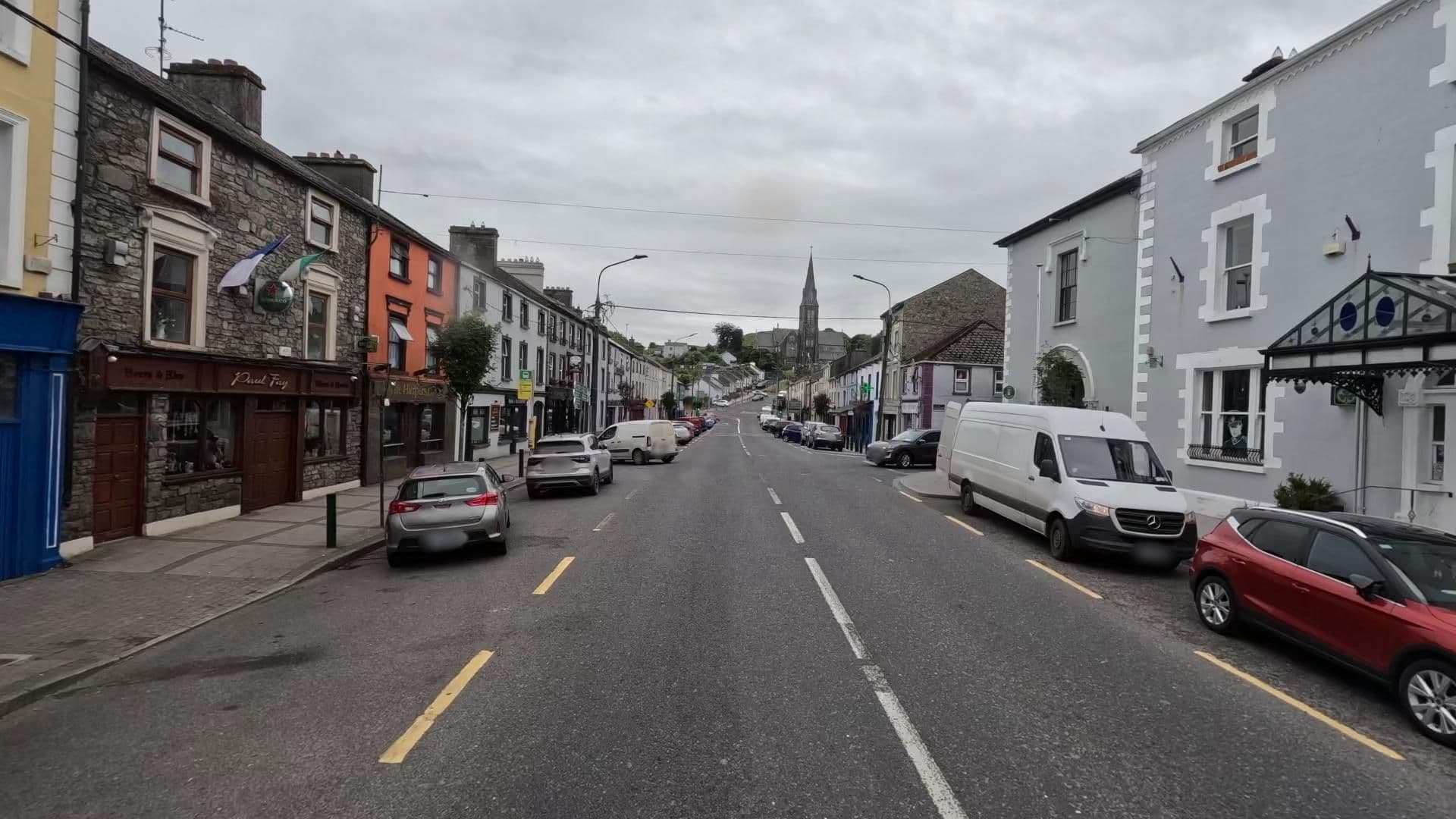 Street view near Greville Arms Hotel, Edgeworthstown — © bct (CC BY-SA · Mapillary)