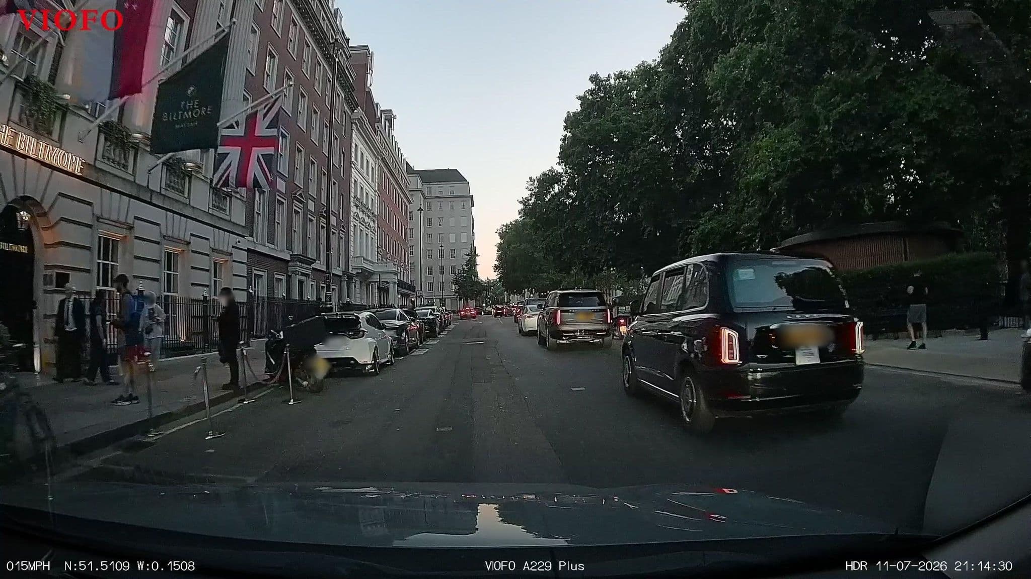 Street view near The Biltmore Mayfair, LXR Hotels & Resorts, West End of London — © RyanBush (CC BY-SA · Mapillary)