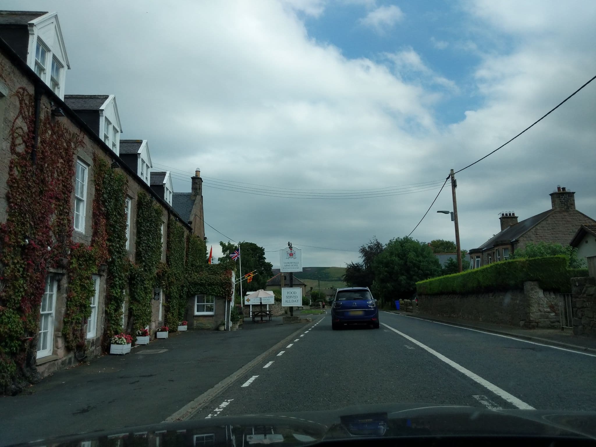 Street view near Tankerville Arms Hotel, Wooler — © floatingboater (CC BY-SA · Mapillary)