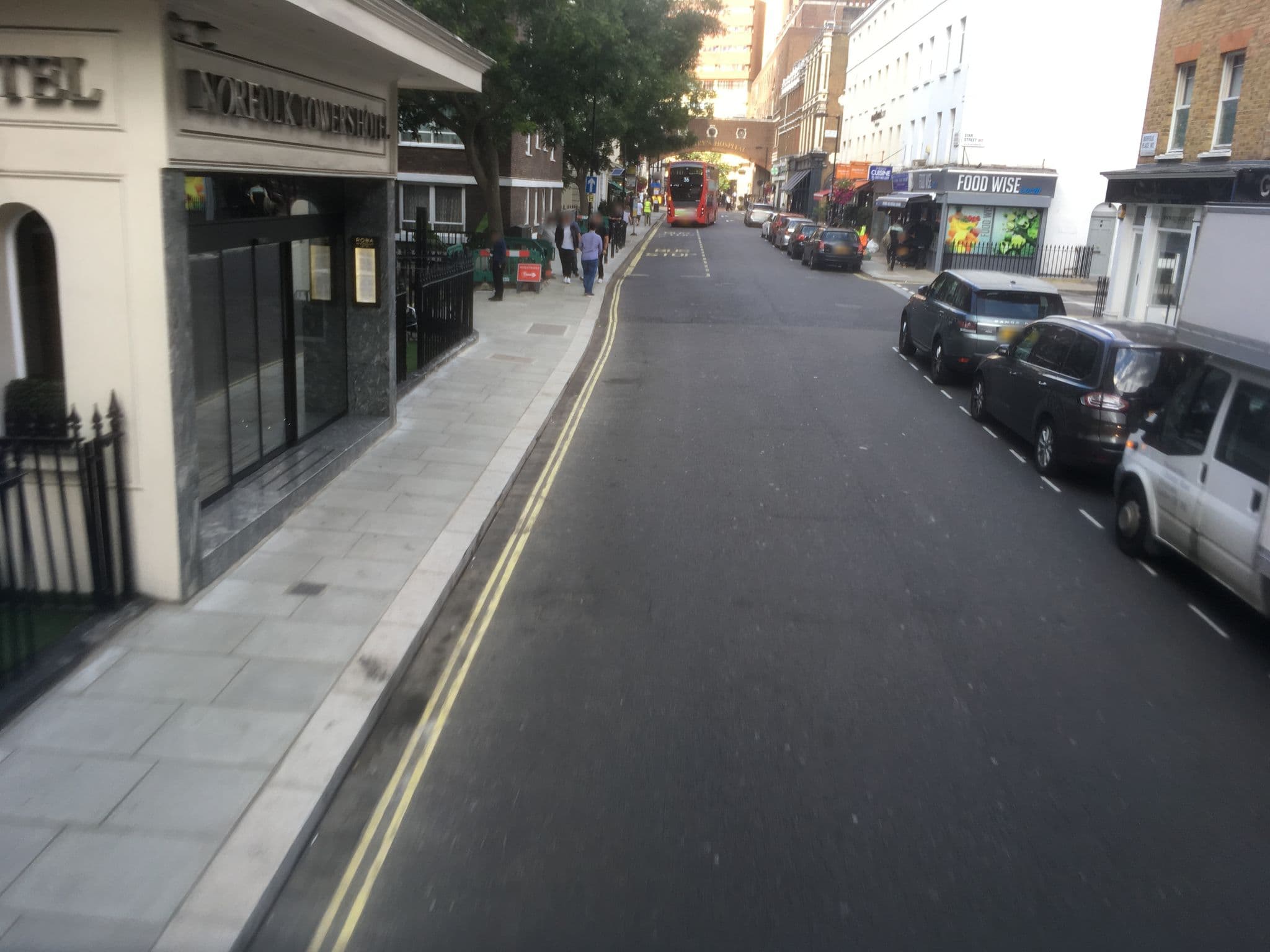 Street view near Norfolk Towers Hotel, Hyde Park