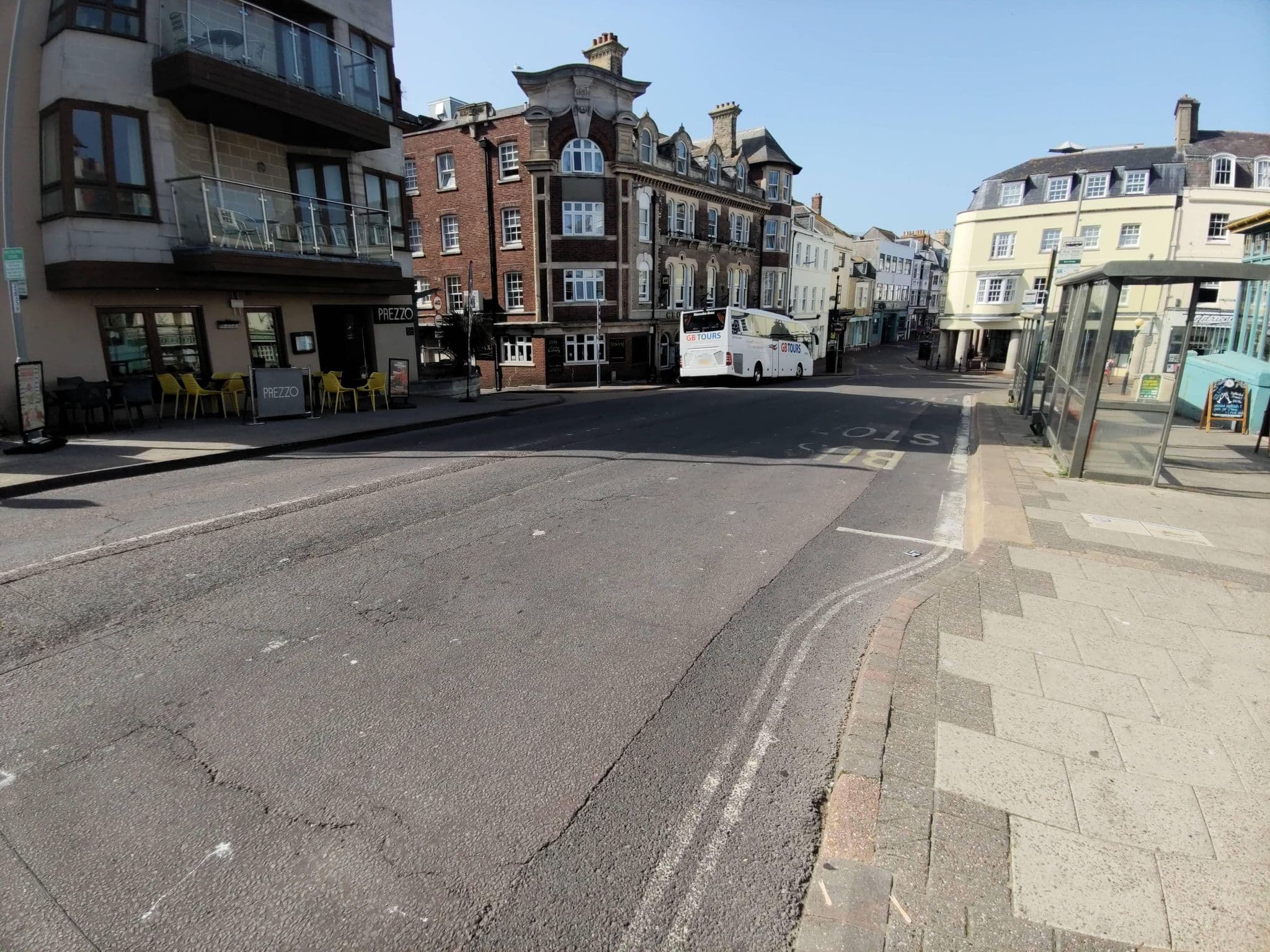 Street view near Crown Hotel, Weymouth — © WaggyDog (CC BY-SA · Mapillary)