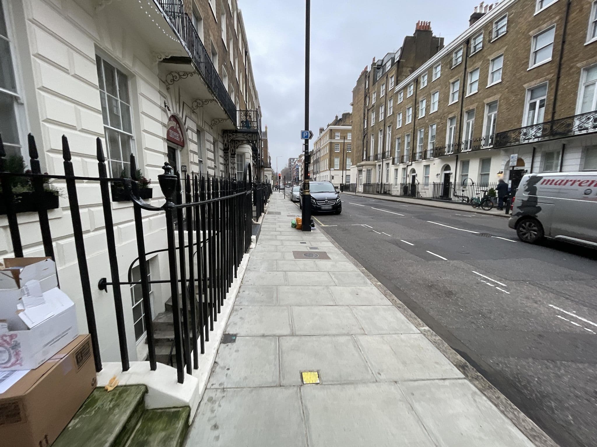 Street view near Berkeley Court Hotel, West End of London — © asturksever (CC BY-SA · Mapillary)