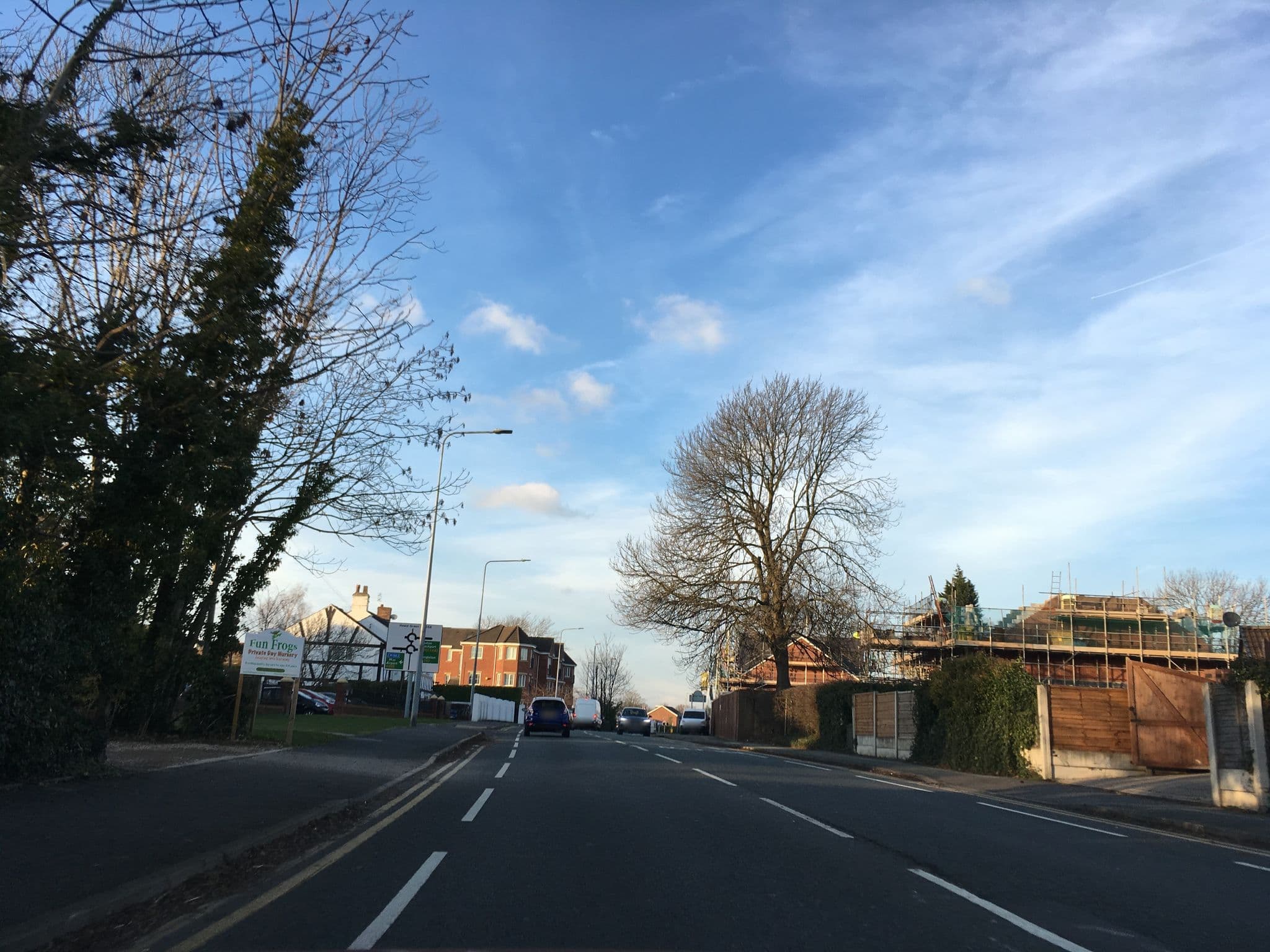 Street view near The Handforth Lodge, Cheadle Hulme — © southglos (CC BY-SA · Mapillary)