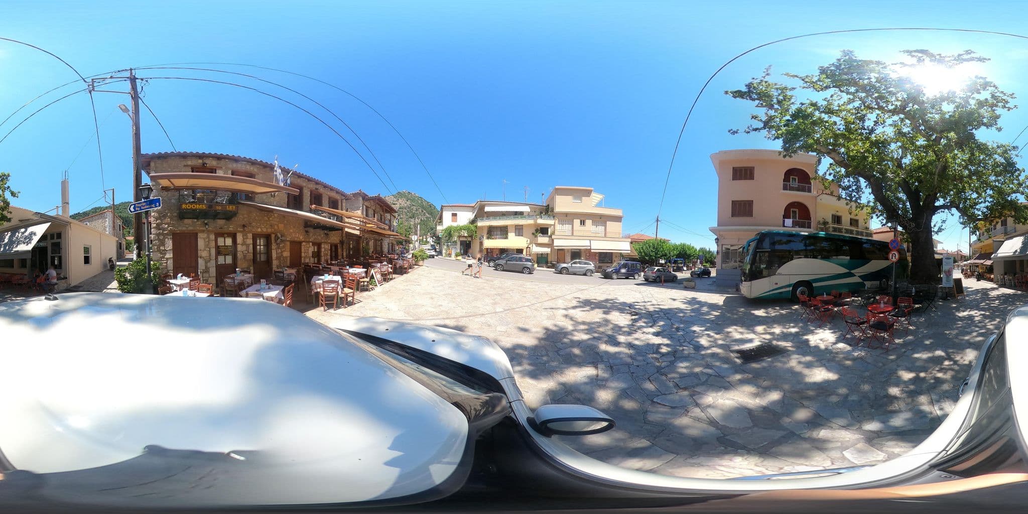 Street view near Byzantion Hotel, Mystrás — © efikour (CC BY-SA · Mapillary)