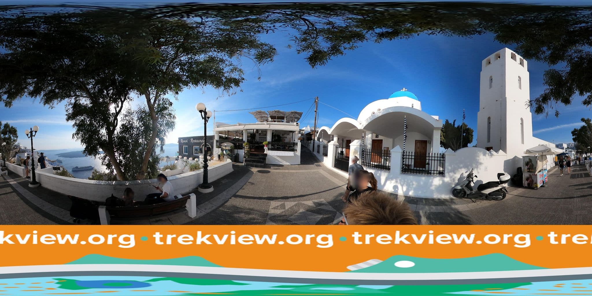Street view near Manos Small World Hotel, Firá — © trekviewed (CC BY-SA · Mapillary)