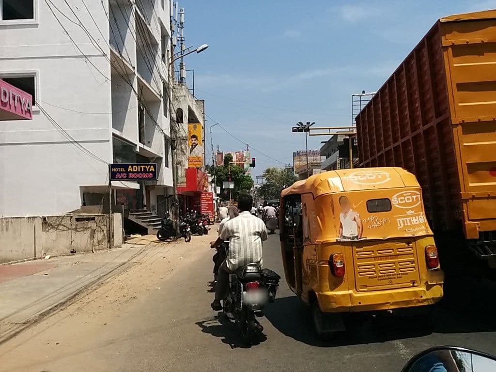 Street view near Hotel Aditya, Puducherry — © sashazykov (CC BY-SA · Mapillary)