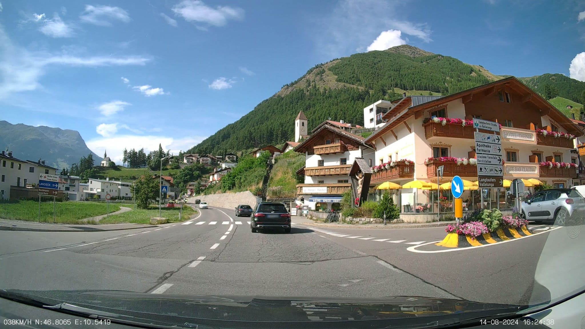 Street view near Hotel Theiner, Malles Venosta