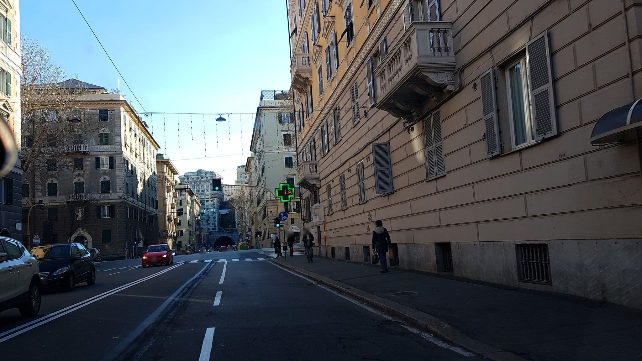 Street view near Hotel Boccascena, Genoa — © ale_zena_it (CC BY-SA · Mapillary)
