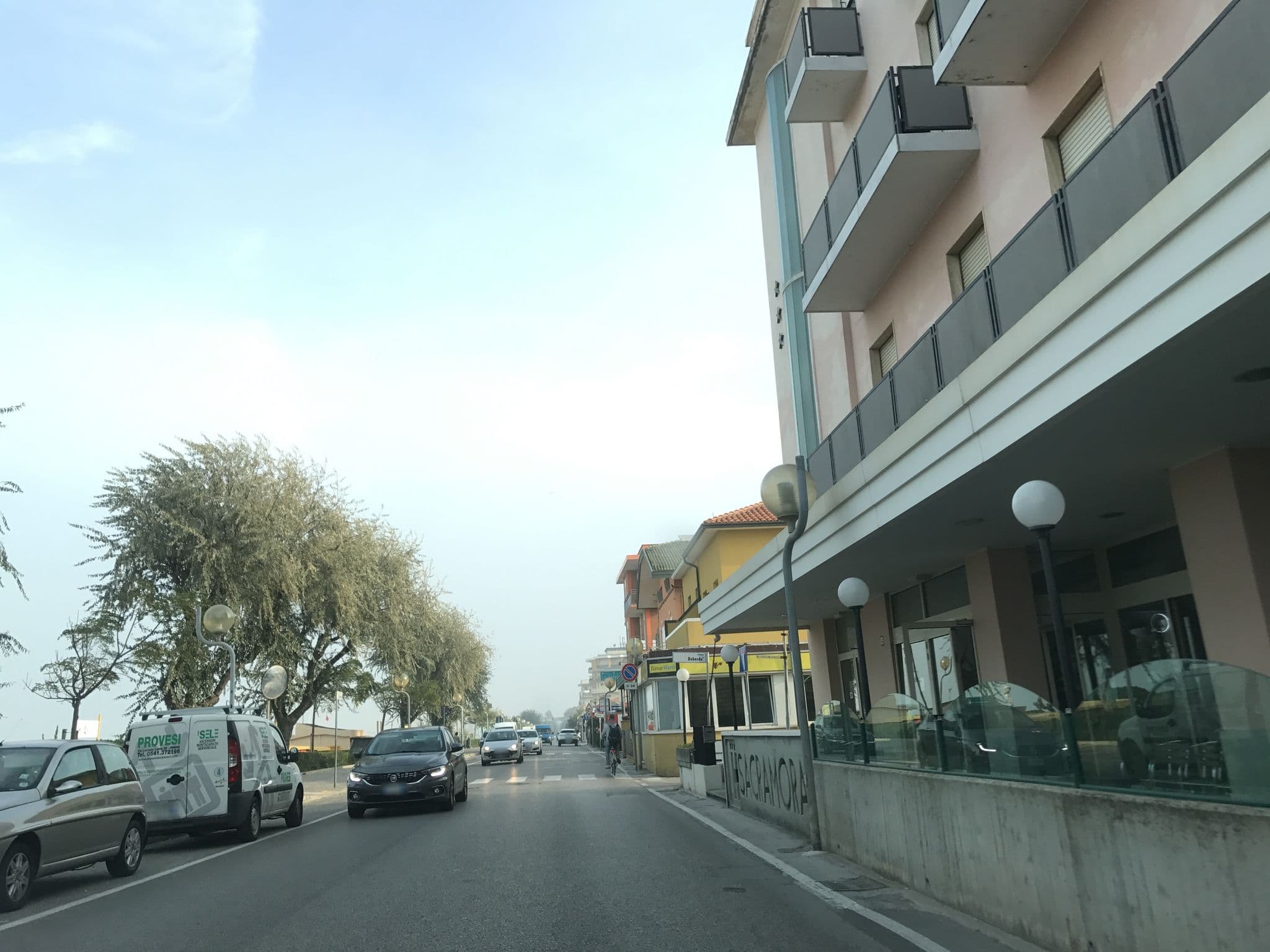 Street view near Hotel Sacramora, Rimini