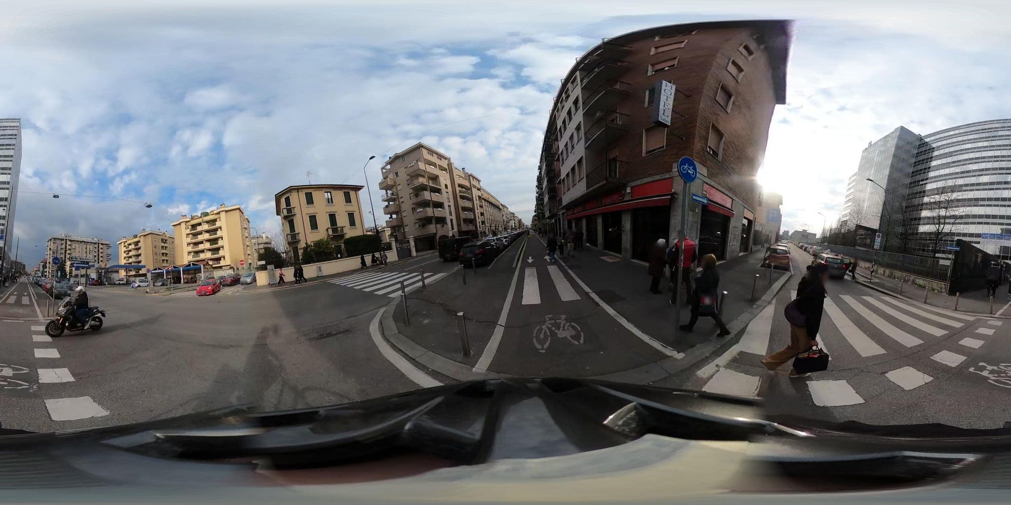 Street view near Hotel New Salus, Quarto Oggiaro — © jacopofar (CC BY-SA · Mapillary)