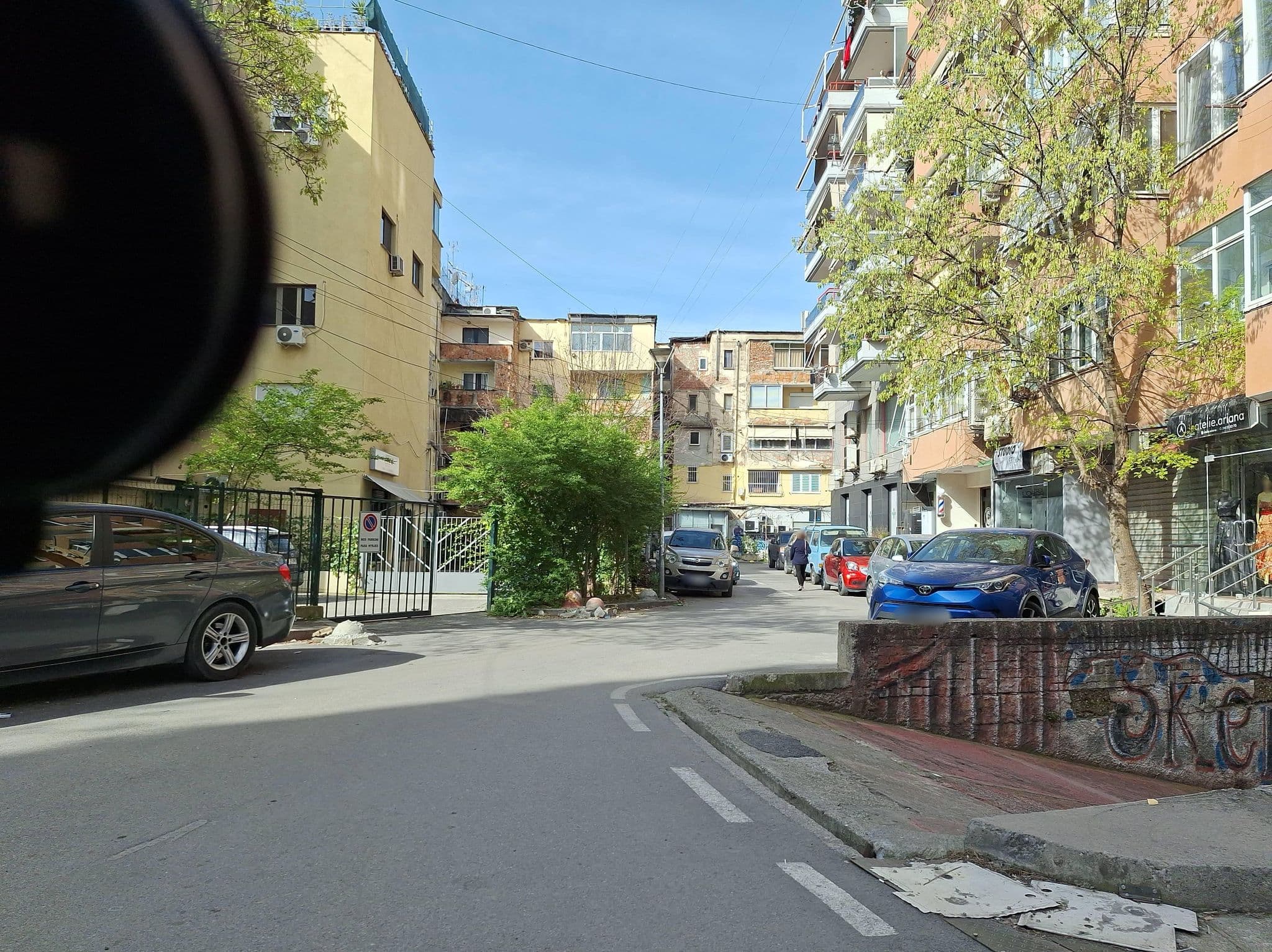 Street view near Hotel Piemonte, Tirana — © denisju_osm (CC BY-SA · Mapillary)