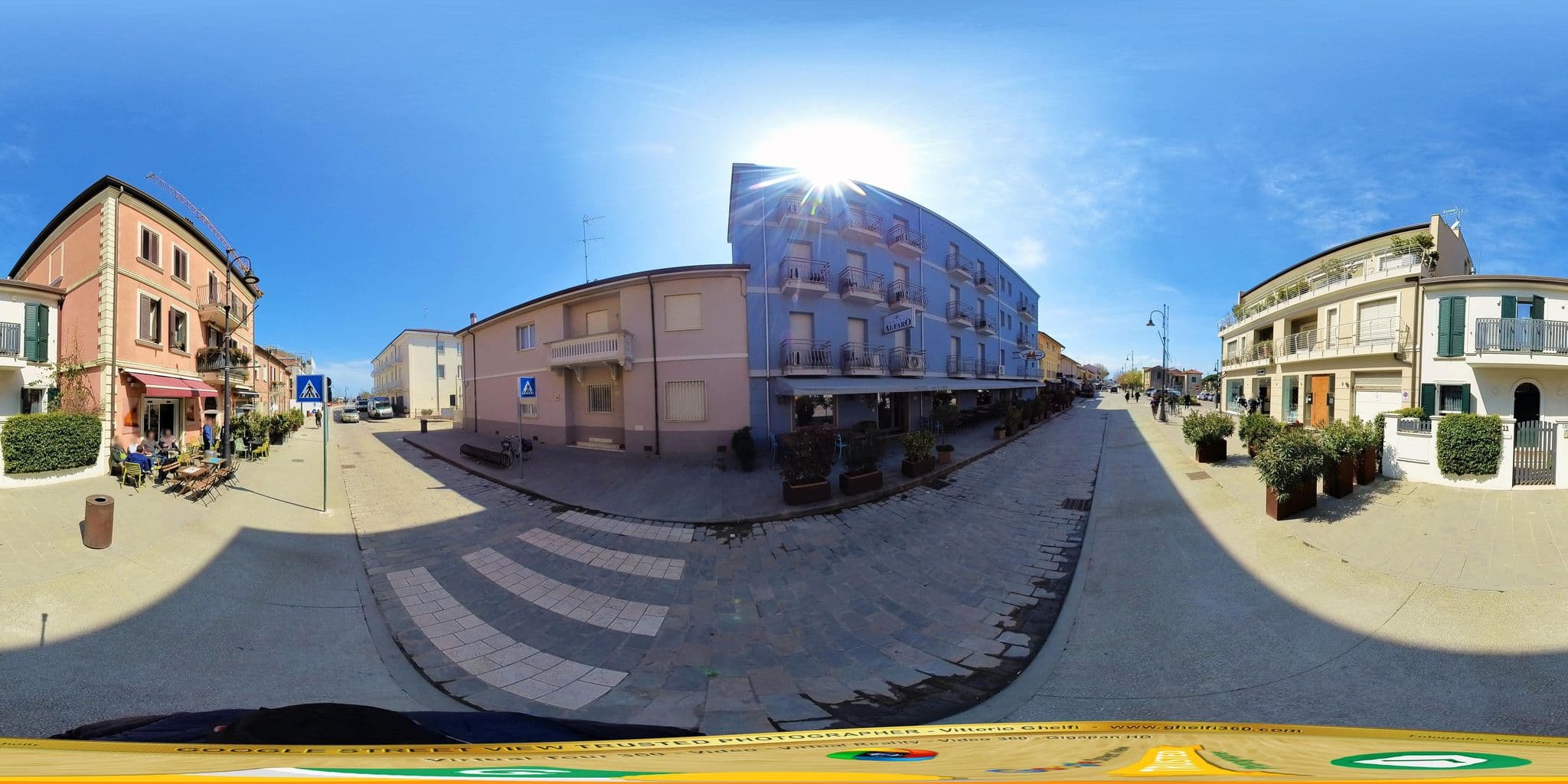 Street view near Hotel Al Faro, Cervia — © Ghelfi360 (CC BY-SA · Mapillary)