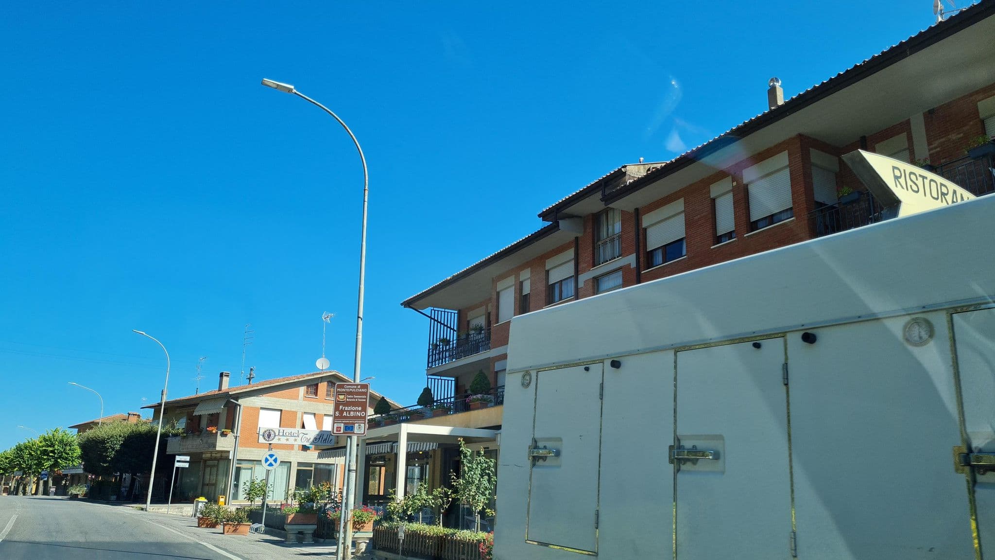 Street view near Hotel Tre Stelle, Sant'Albino — © laniuscollurio (CC BY-SA · Mapillary)