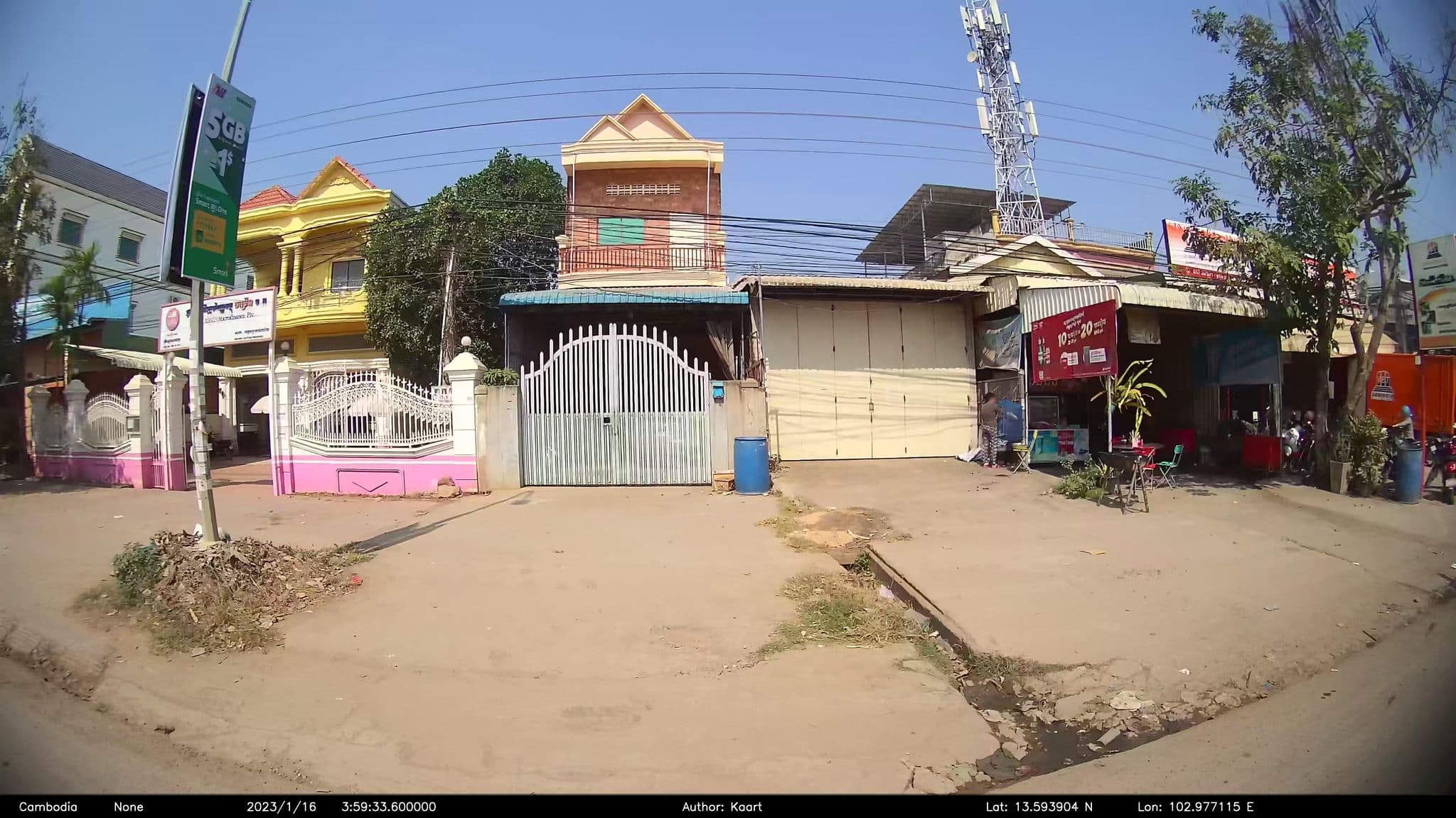 Street view near INO Guesthouse, Sisophon — © kaart_2 (CC BY-SA · Mapillary)
