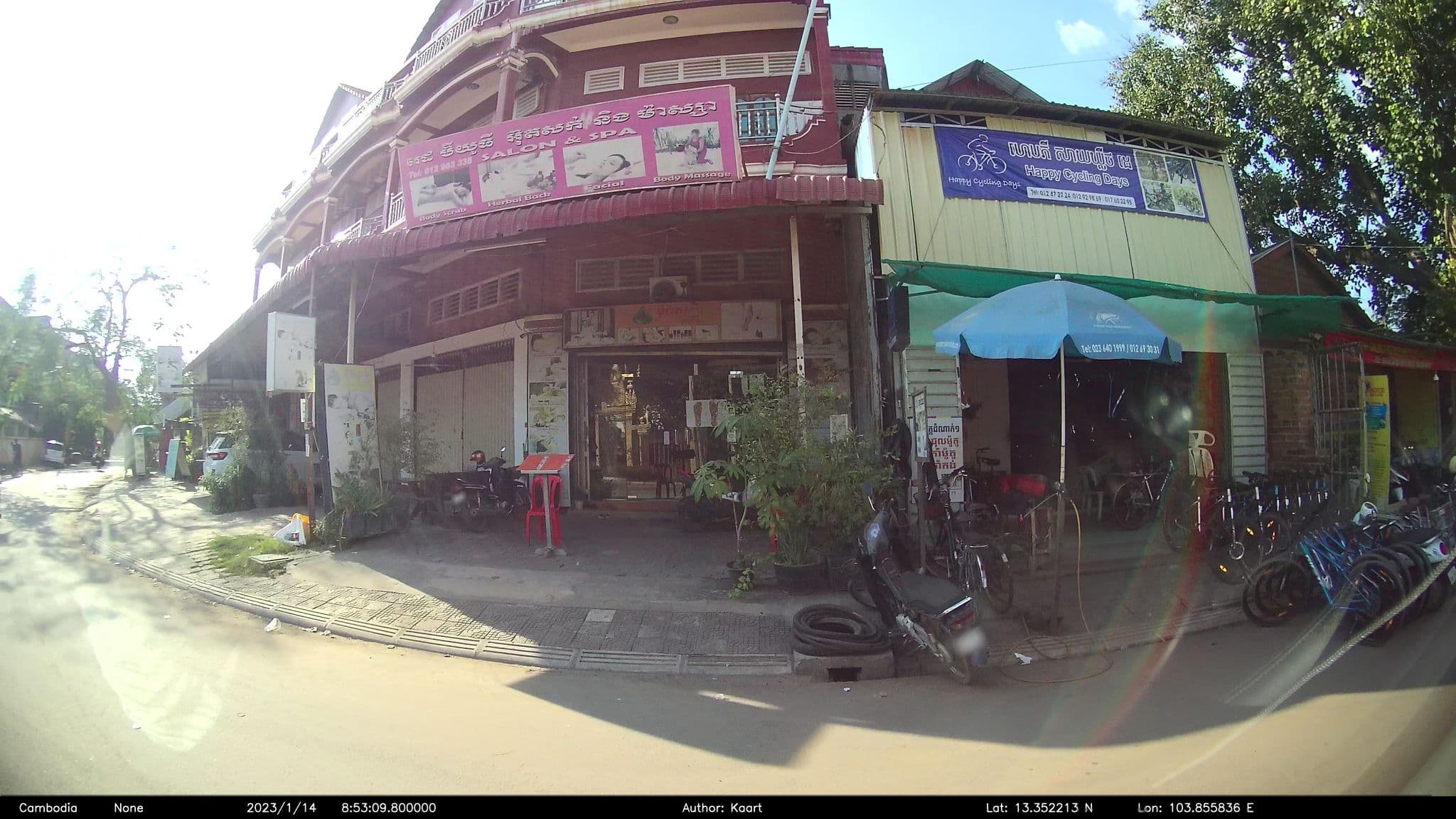 Street view near I win Hostel, Siem Reap — © kaart_2 (CC BY-SA · Mapillary)