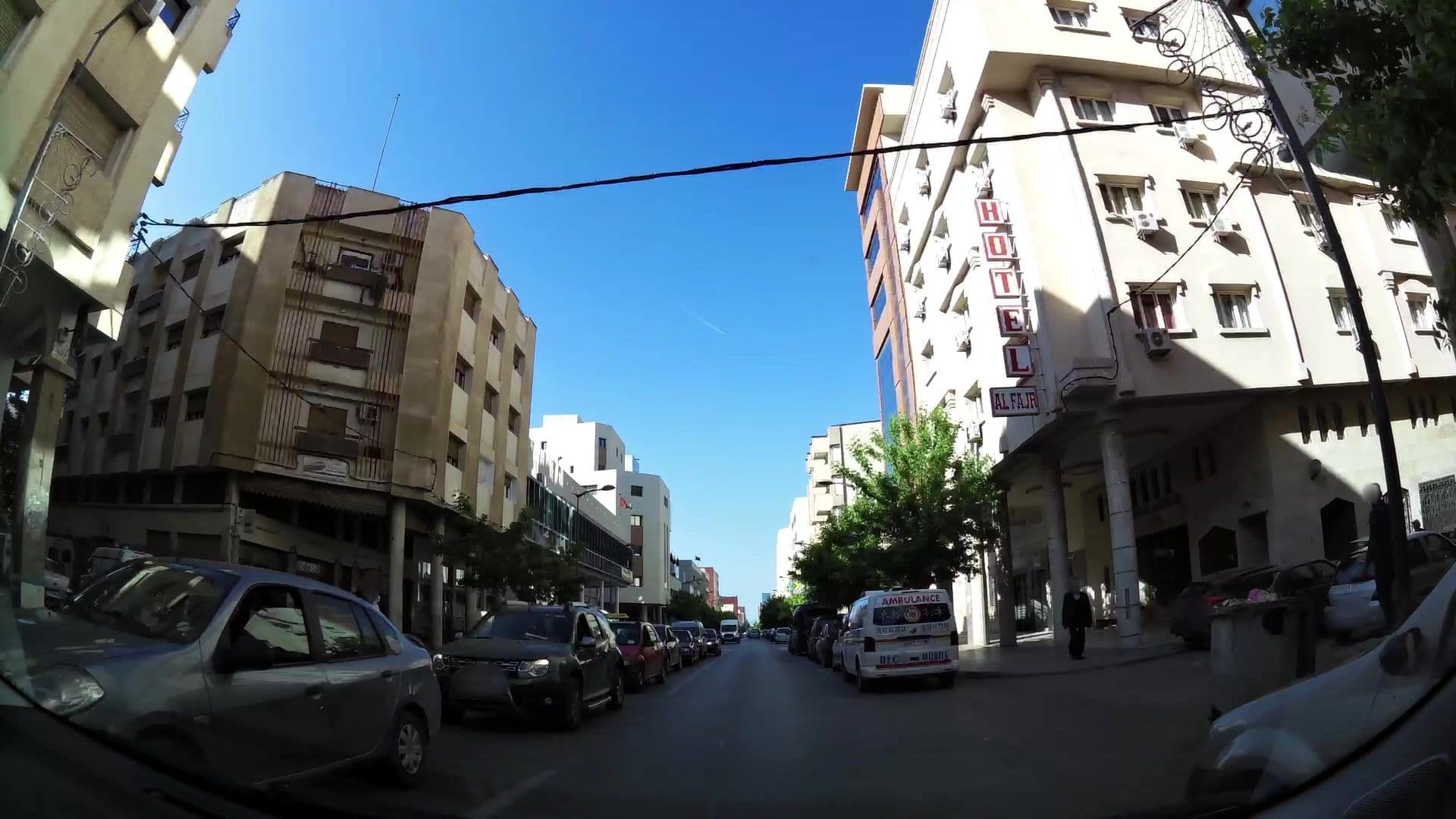 Street view near Hôtel Al Fajr, Oujda — © kaartcam (CC BY-SA · Mapillary)