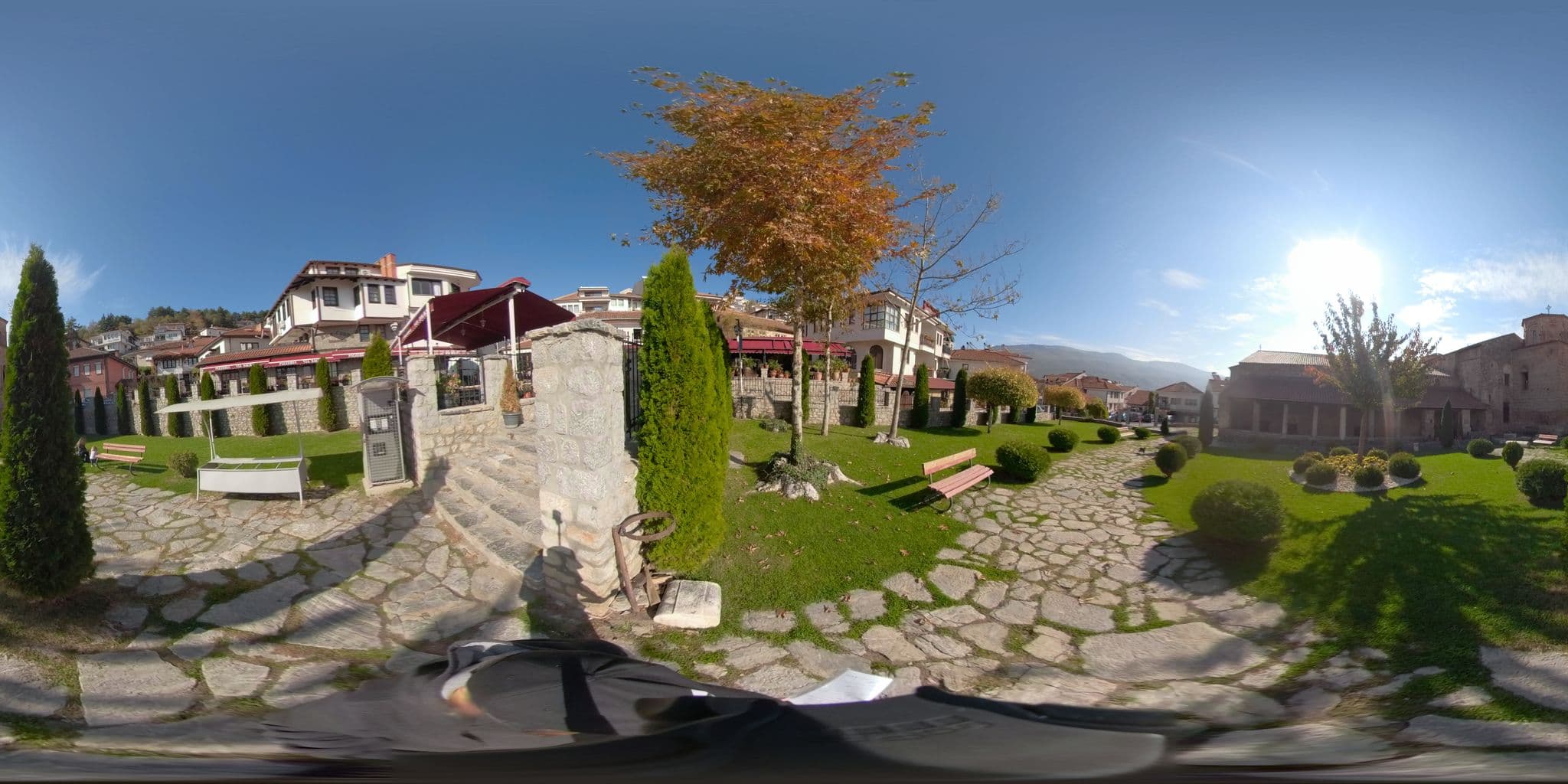 Street view near Jovanovic Guest House, Ohrid — © akyrkou (CC BY-SA · Mapillary)