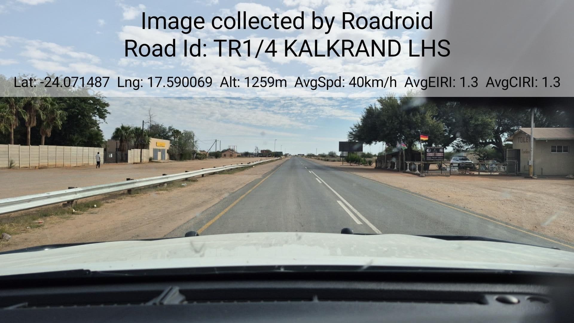 Street view near Kalkrand Rest Camp and Tea Garden, Kalkrand — © roadroid (CC BY-SA · Mapillary)