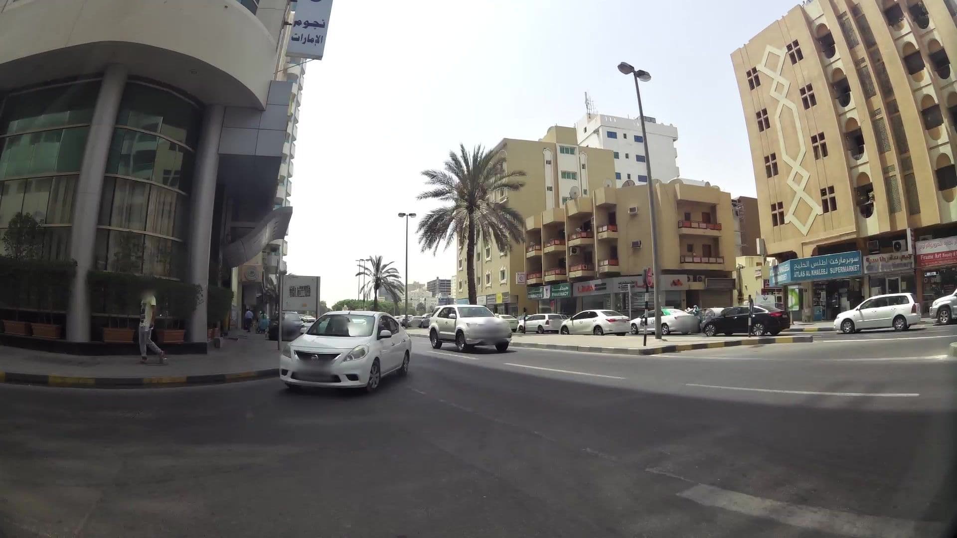 Street view near Nejoum Al Emarate Hotel, Sharjah — © kaartcam (CC BY-SA · Mapillary)