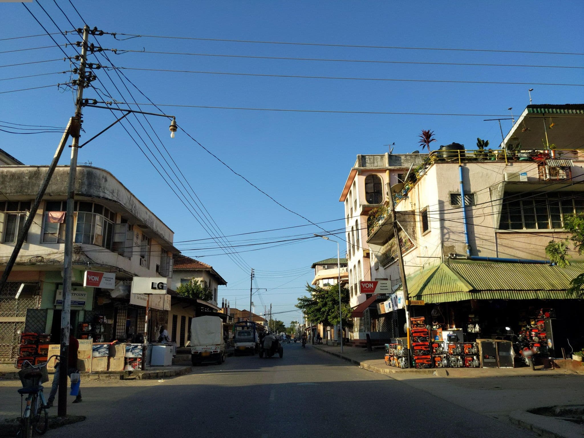 Street view near Majestic bar and guest, Tanga