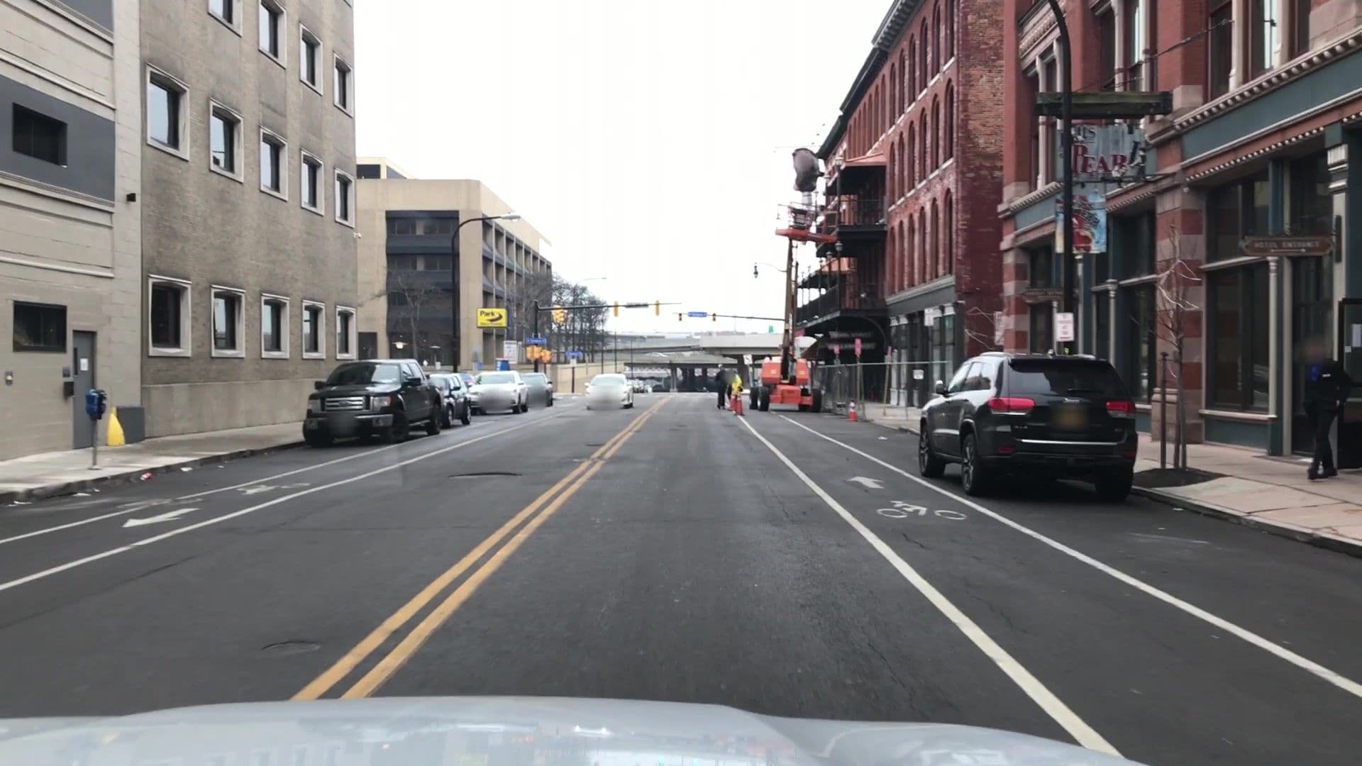 Street view near The Lofts on Pearl, Buffalo — © lvl5 (CC BY-SA · Mapillary)