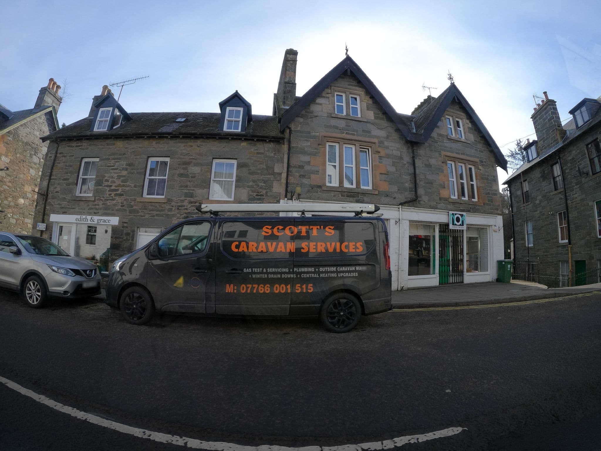 Street view near The Aberfeldy’ Hotel, Aberfeldy — © hobgoblin (CC BY-SA · Mapillary)