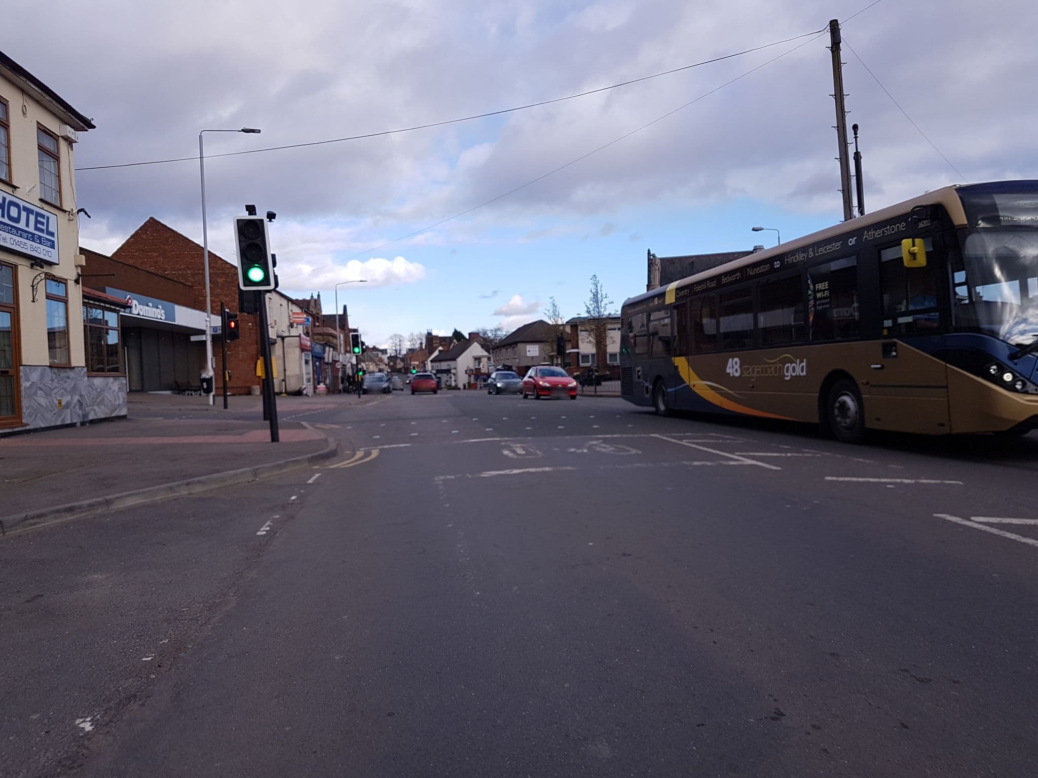 Street view near The Harvey Hotel, Earl Shilton — © cyclestreets (CC BY-SA · Mapillary)