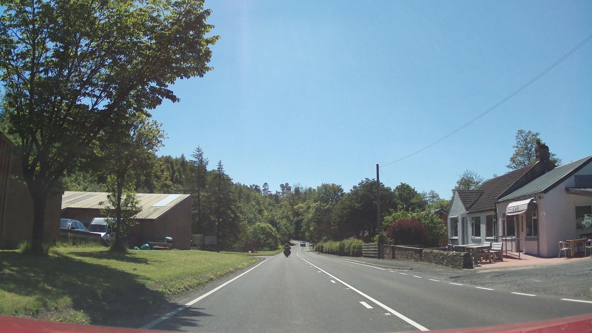 Street view near Ewes Water Log Cabins, Langholm — © southglos (CC BY-SA · Mapillary)