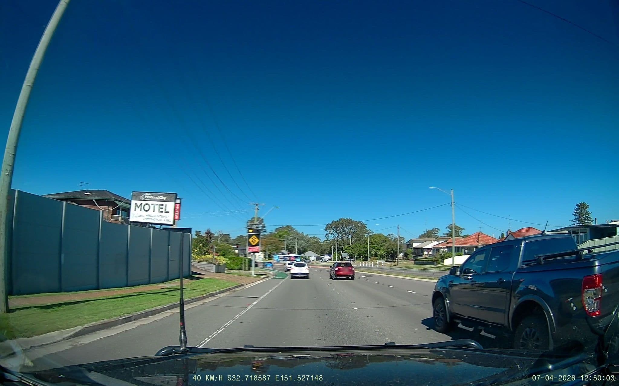 Street view near Maitland City Motel, Rutherford — © fizzie (CC BY-SA · Mapillary)