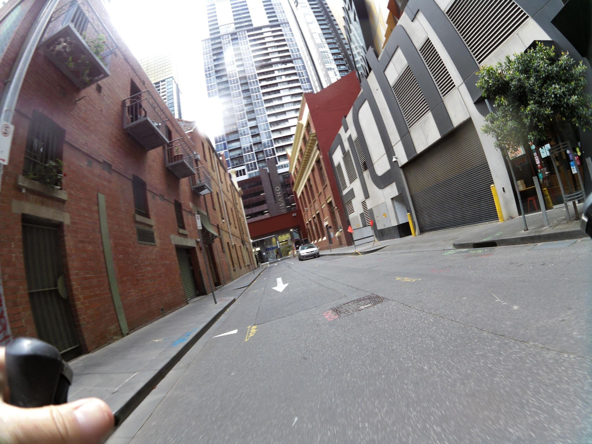 Street view near Milano Serviced Apartments, Melbourne — © skillsy (CC BY-SA · Mapillary)