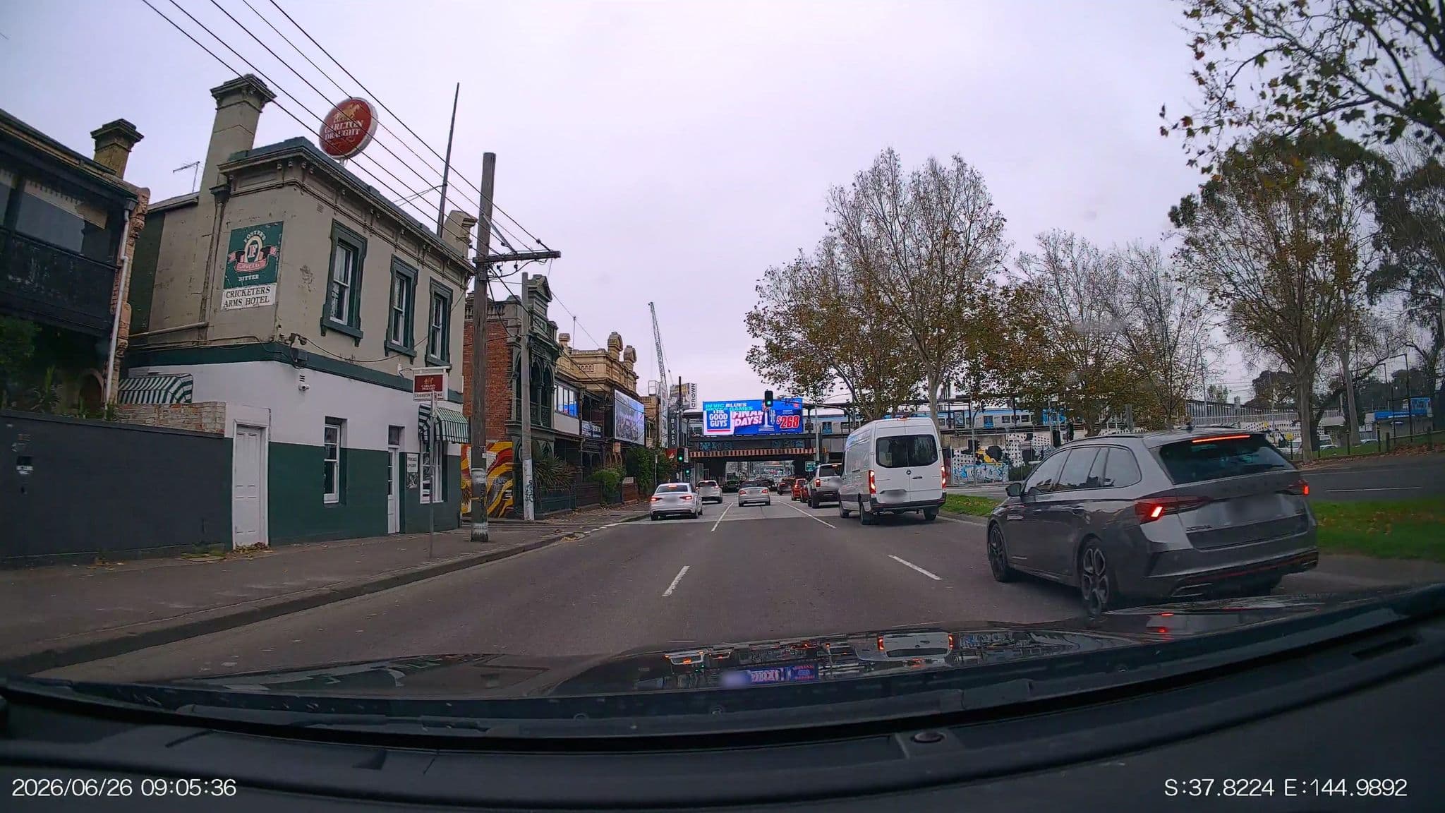 Street view near Cricketers Arms Hotel, East Melbourne — © aHS (CC BY-SA · Mapillary)