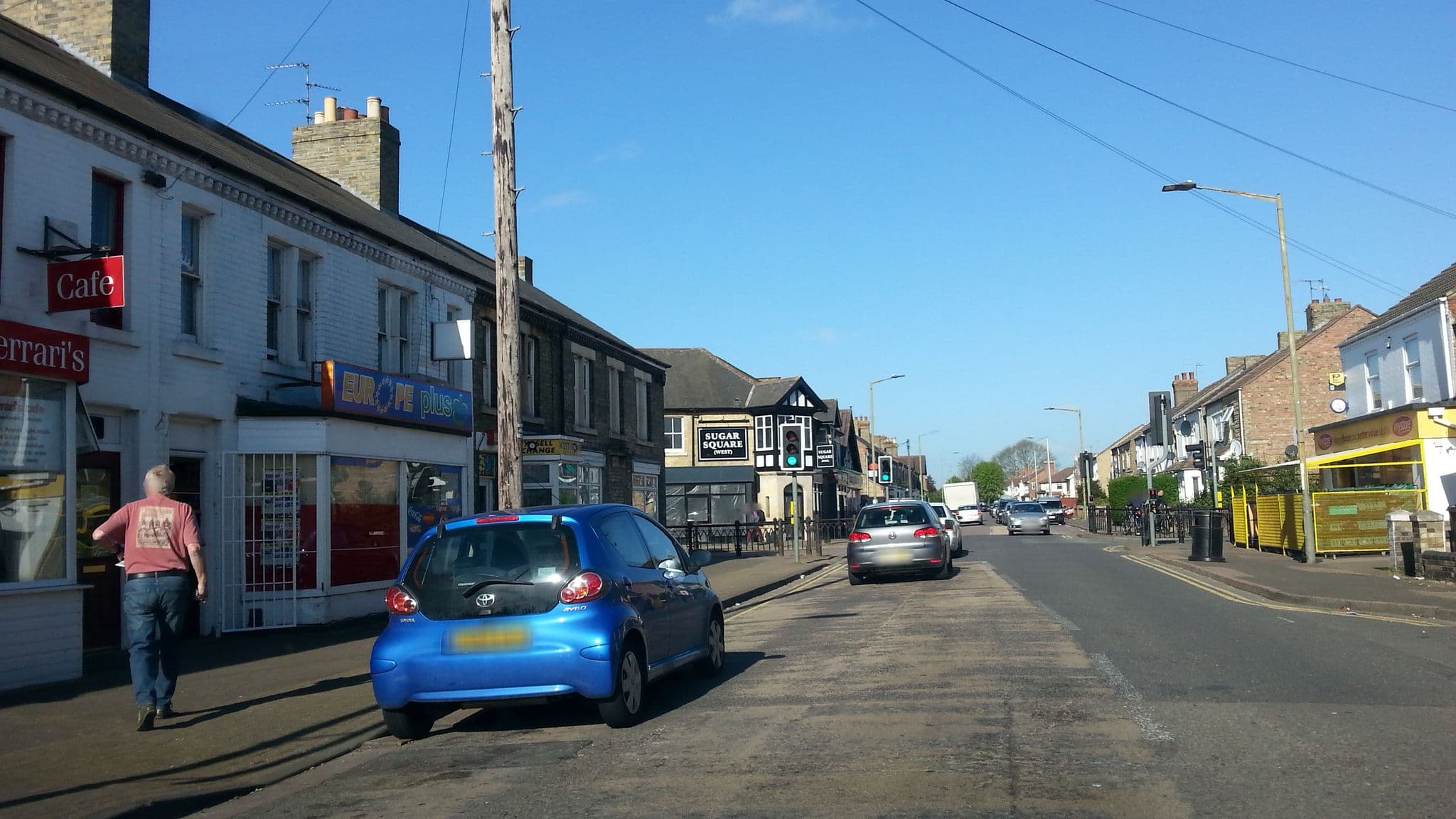 Street view near Old Railway Hotel, Sugar Square, Peterborough — © adam2 (CC BY-SA · Mapillary)