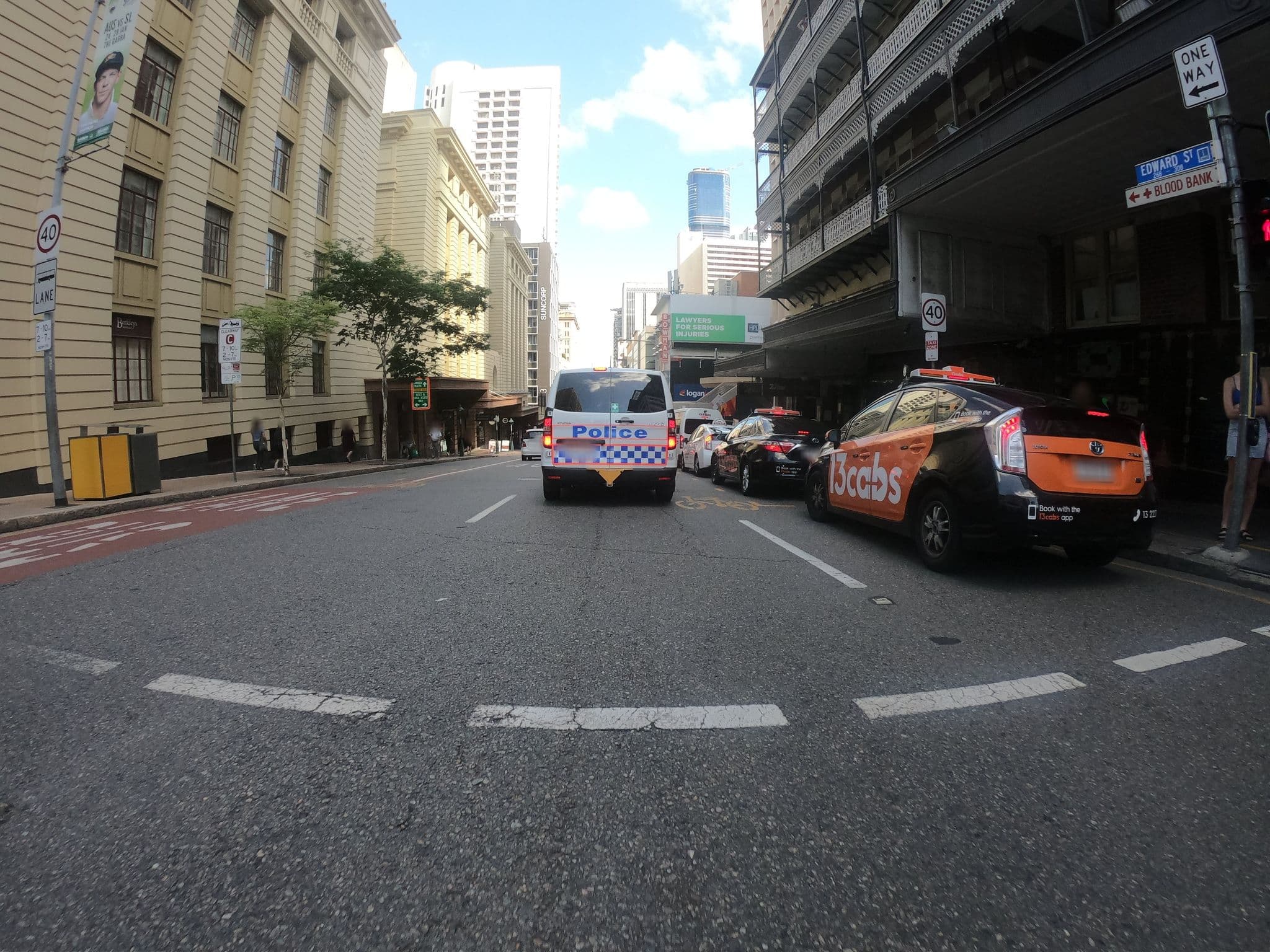 Street view near Nomads Brisbane Hostel, Brisbane — © eneerhut (CC BY-SA · Mapillary)