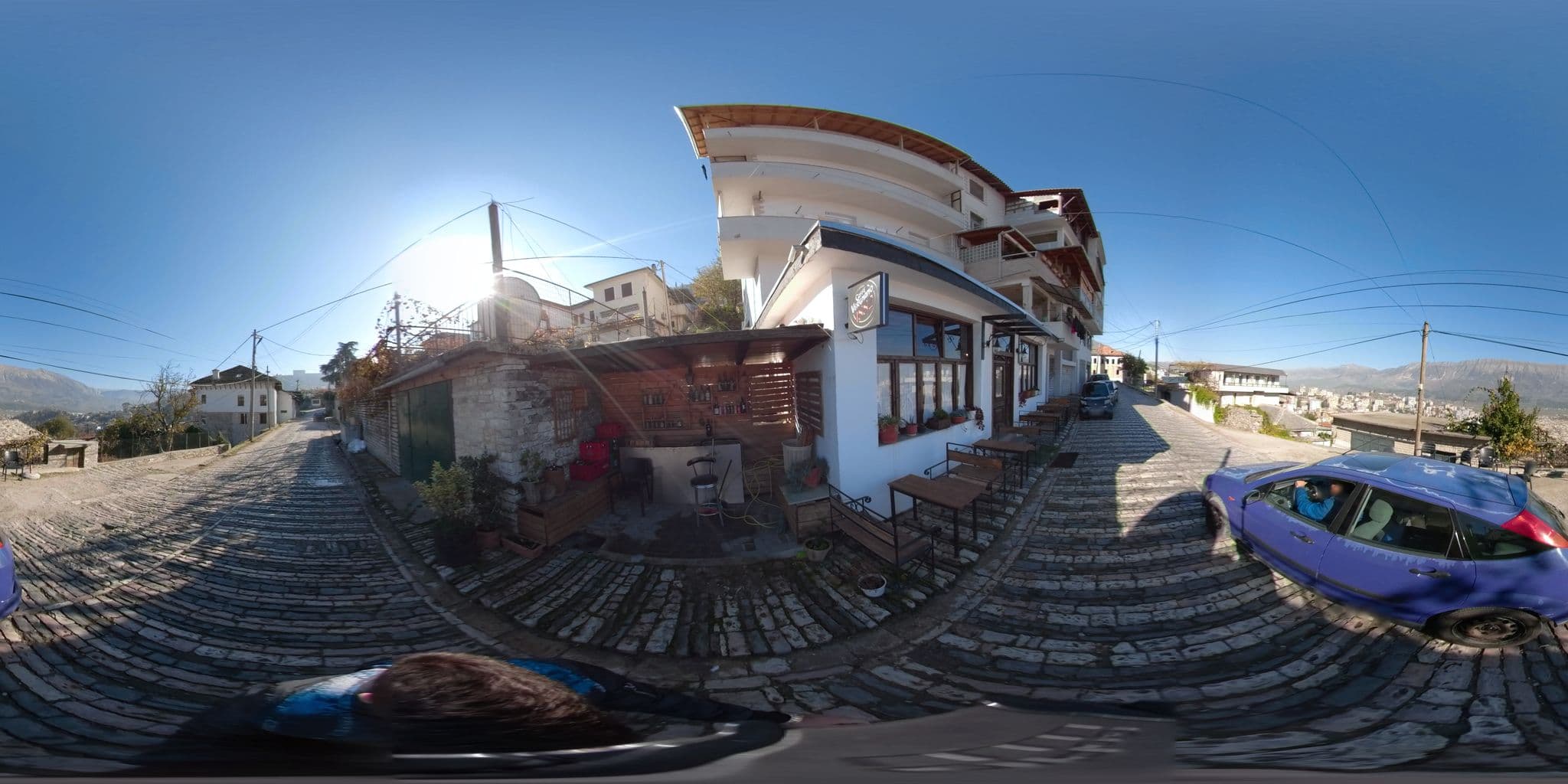 Street view near Argyropolis Boutique Hotel, Gjirokastër — © thodorisvakkas (CC BY-SA · Mapillary)